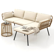 3-Piece Outdoor Wicker Conversation Set with Coffee Table