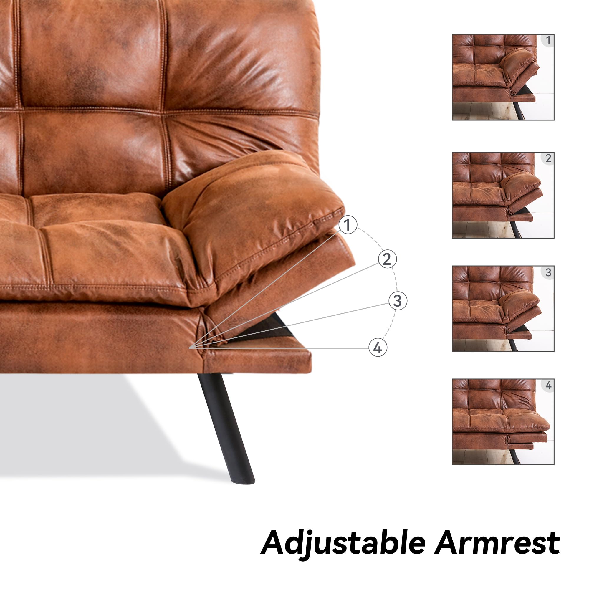 71" Convertible Futon Sofa Bed with Memory Foam