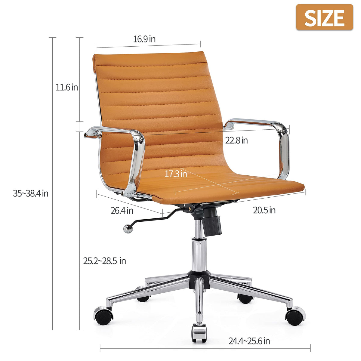 Ergonomic Office Chair - Ribbed Leather Executive Swivel