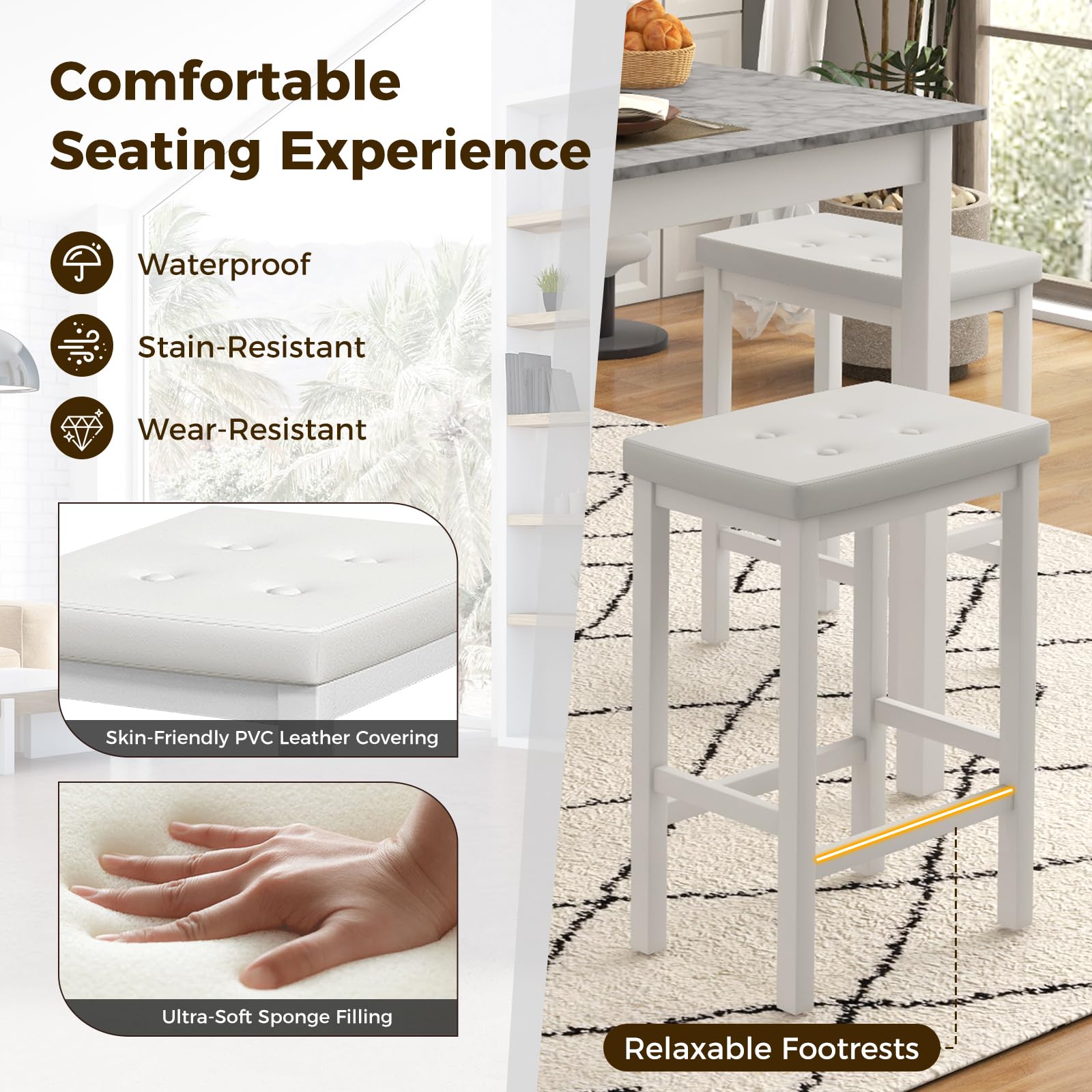 5-Piece Counter Height Dining Set with Bar Stools