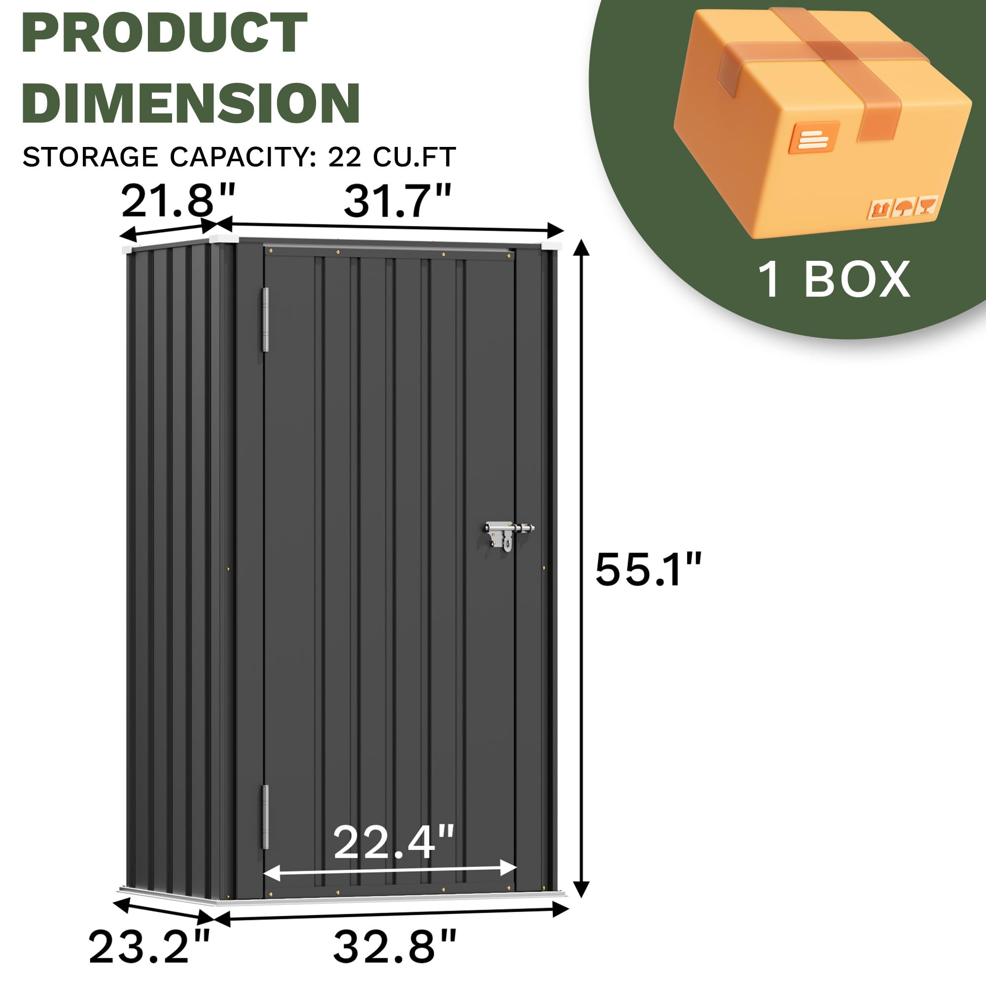 22 Cu Ft Outdoor Vertical Storage Cabinet