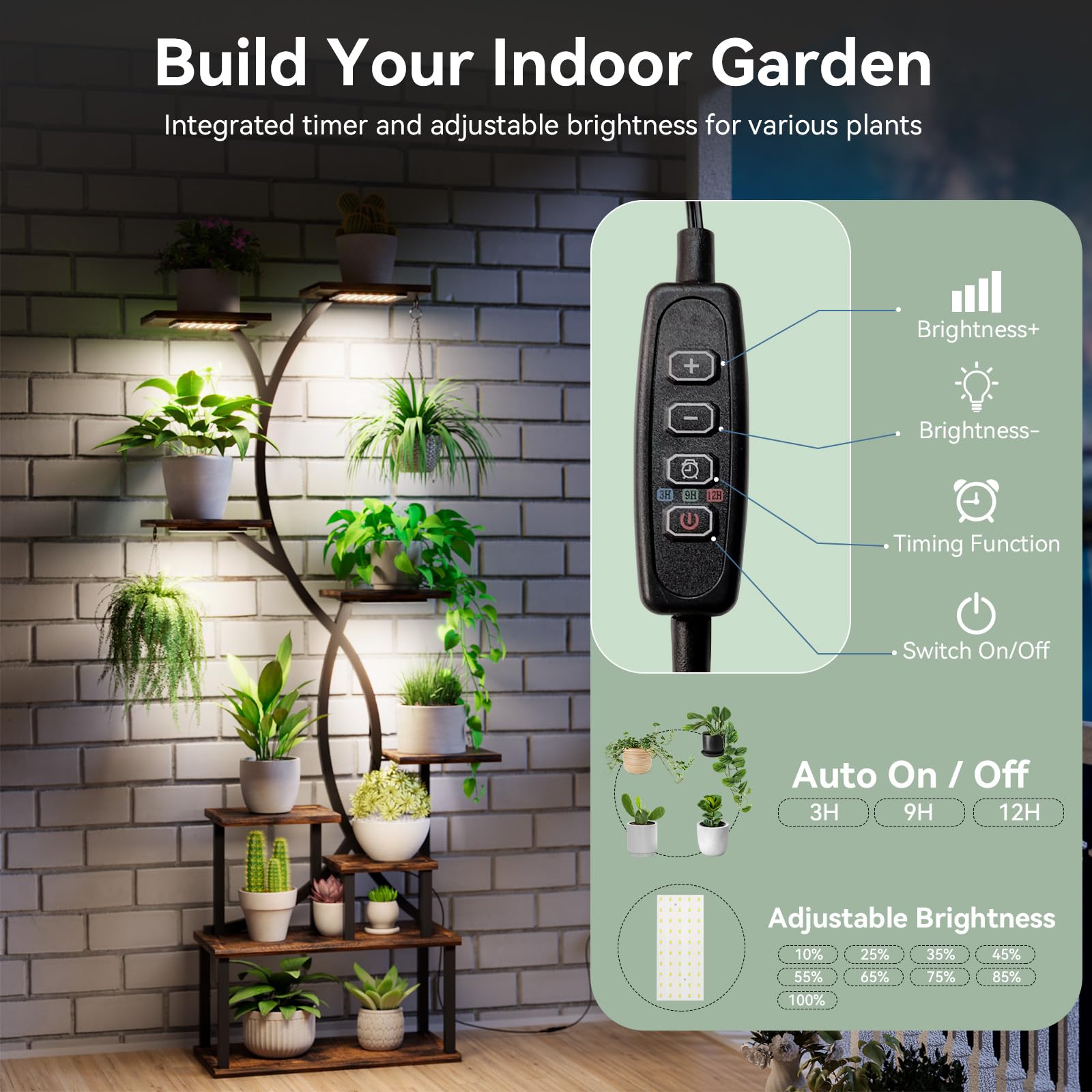 9-Tier Plant Stand with Grow Lights 62 Inch