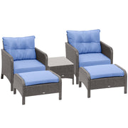 5-Piece Rattan Wicker Patio Conversation Set with Cushioned Chairs and Glass Coffee Table