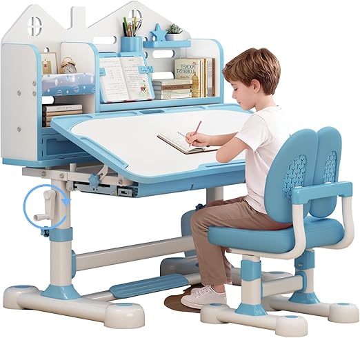 Height Adjustable Kids Desk and Chair Set