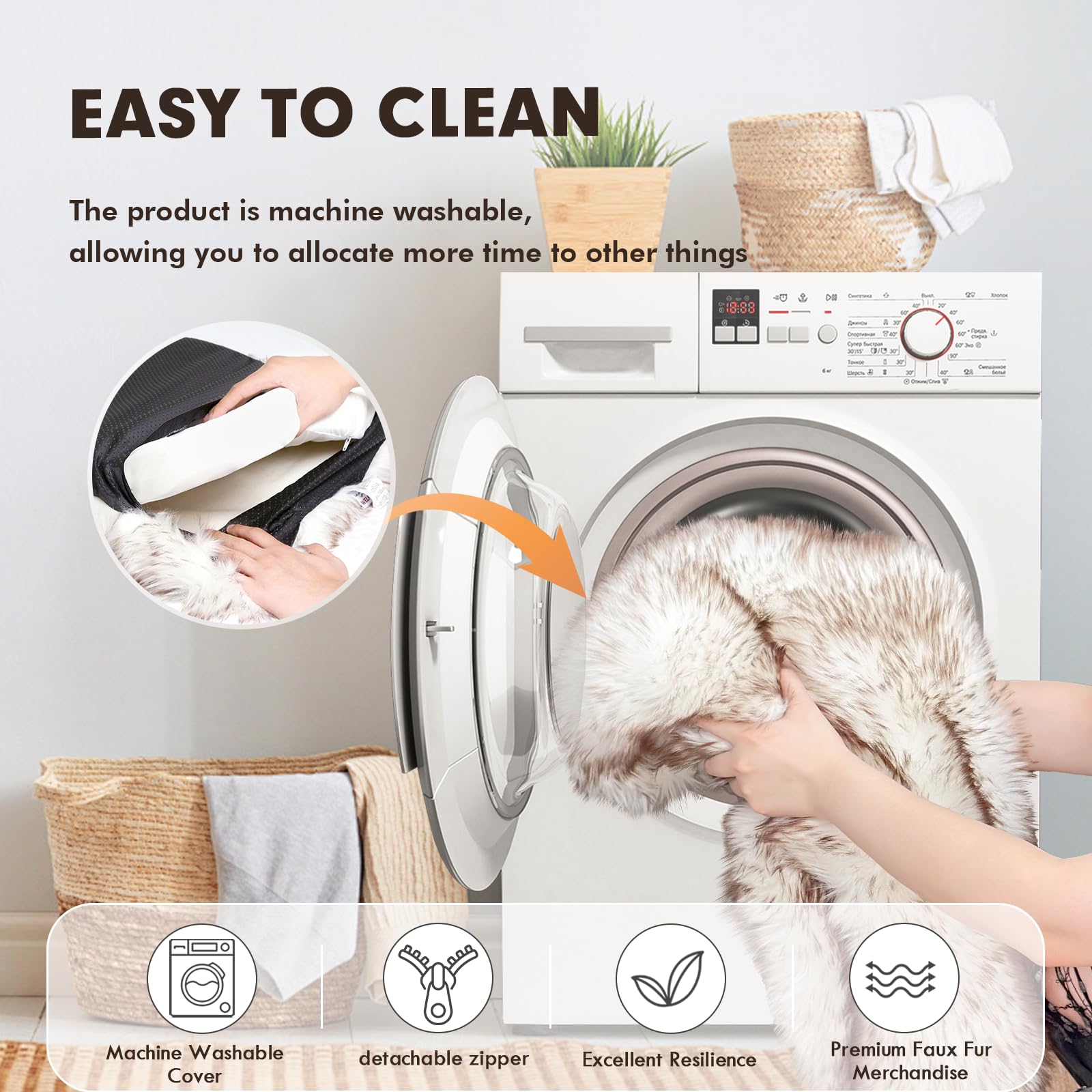 Orthopedic Dog Bed - Fluffy Faux Fur Plush Pet Mat 50x30x2