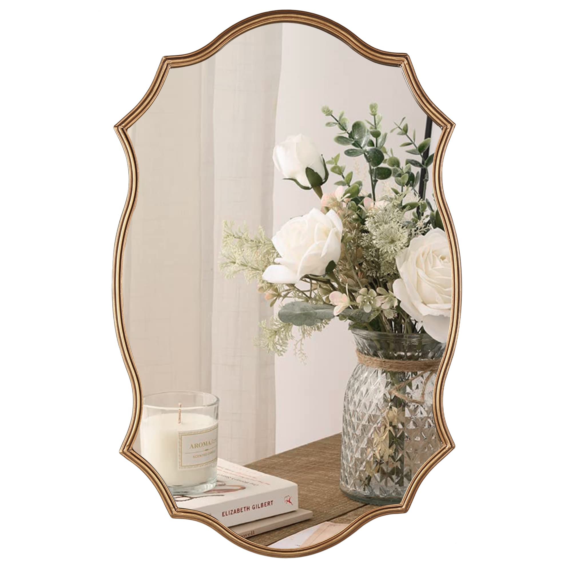 Vintage Gold Wall Mirror 20x30 Octagonal Metal Frame