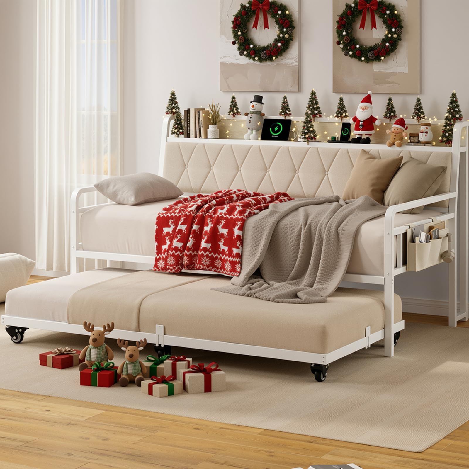Twin Daybed with Trundle and Charging Station
