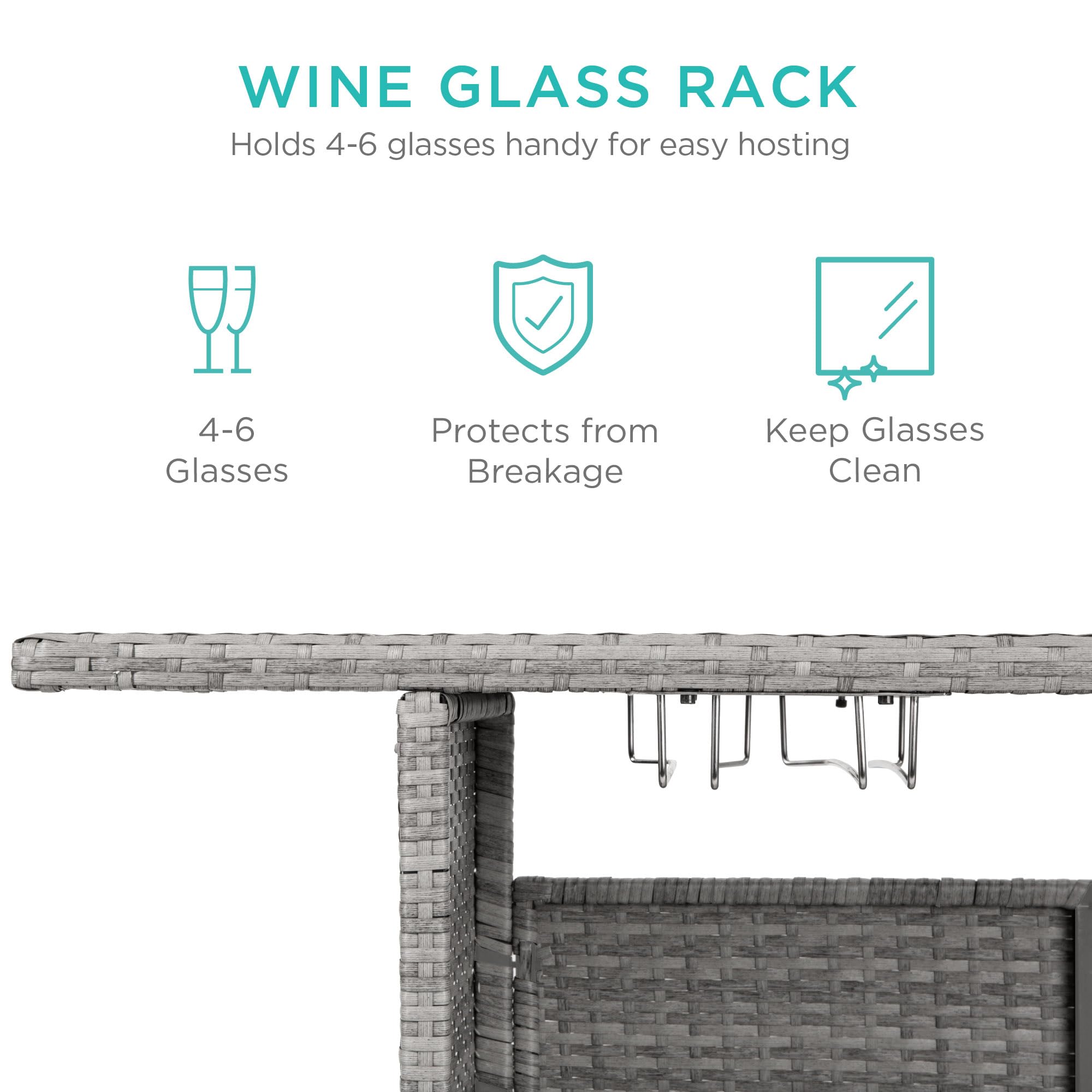 Outdoor Patio Wicker Bar Counter Table with Storage Shelves