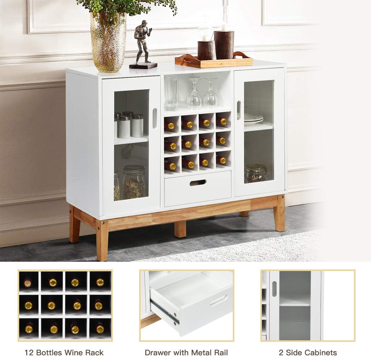 Buffet Sideboard with Wine Rack and Storage