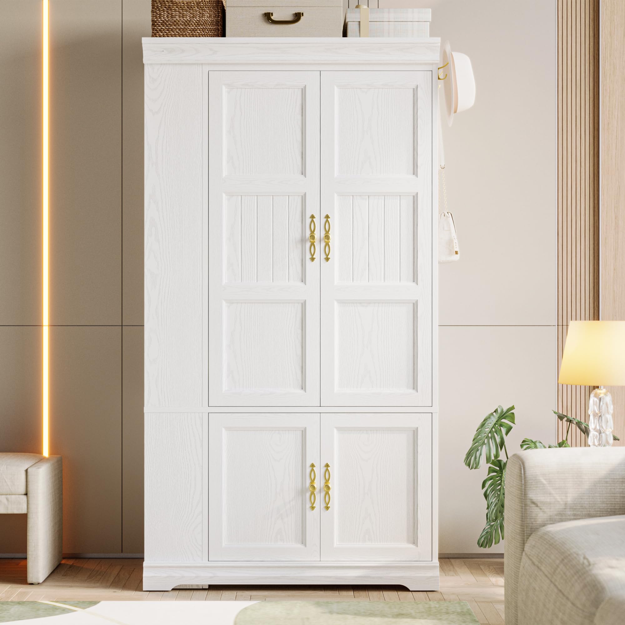 70" Armoire Wardrobe Closet with Mirror and Storage Shelves