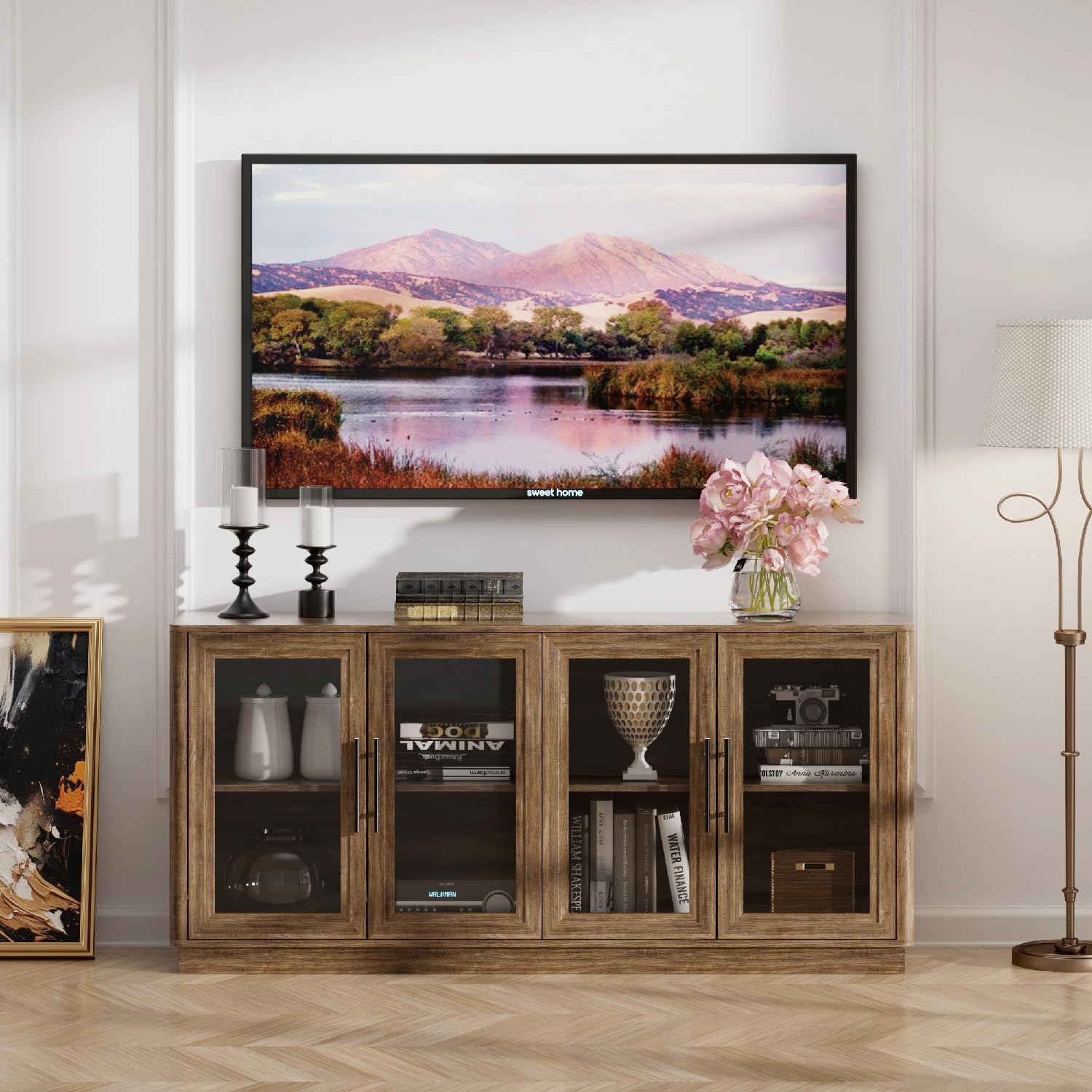 63" Buffet Cabinet with Glass Doors