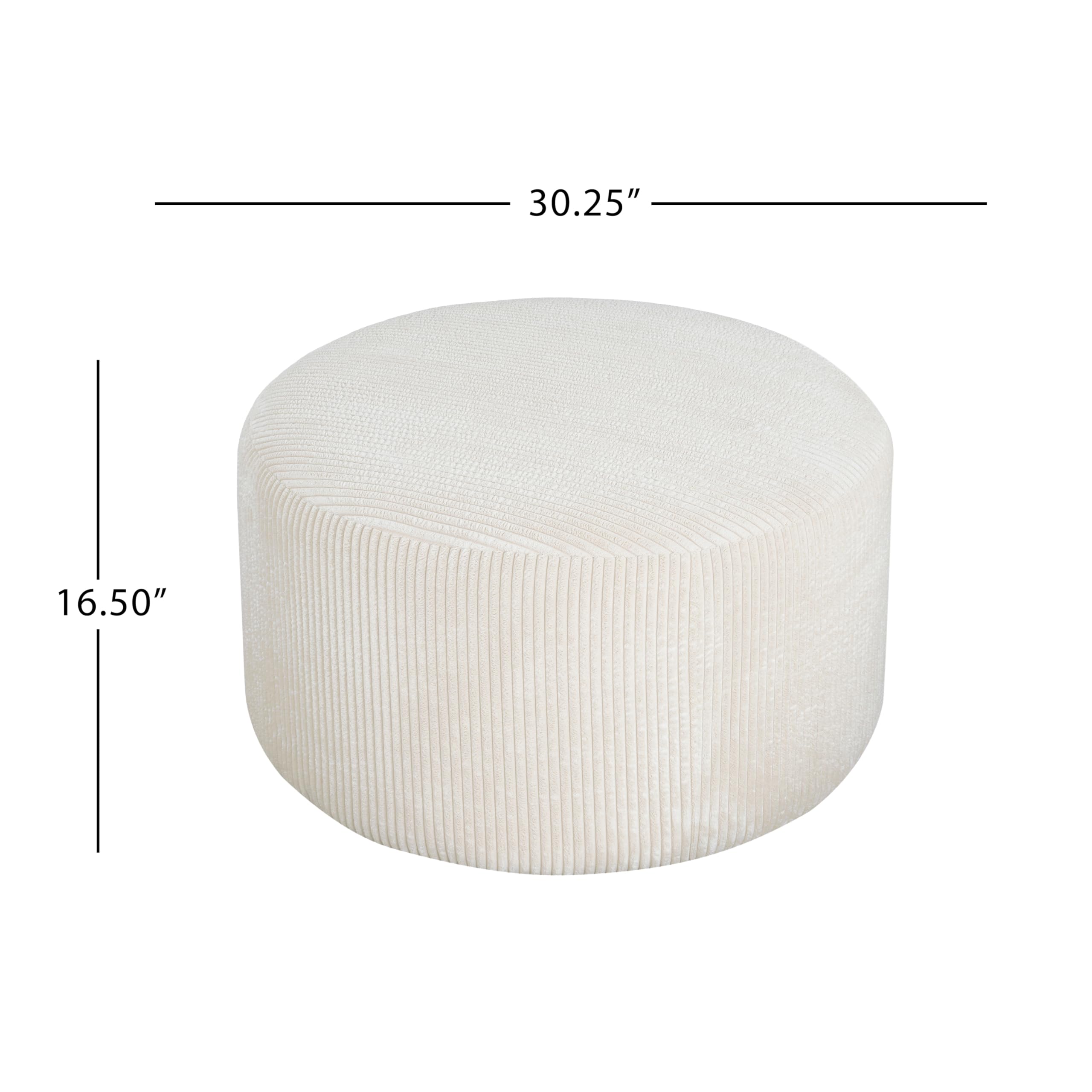 30" Round Corduroy Ottoman Footstool