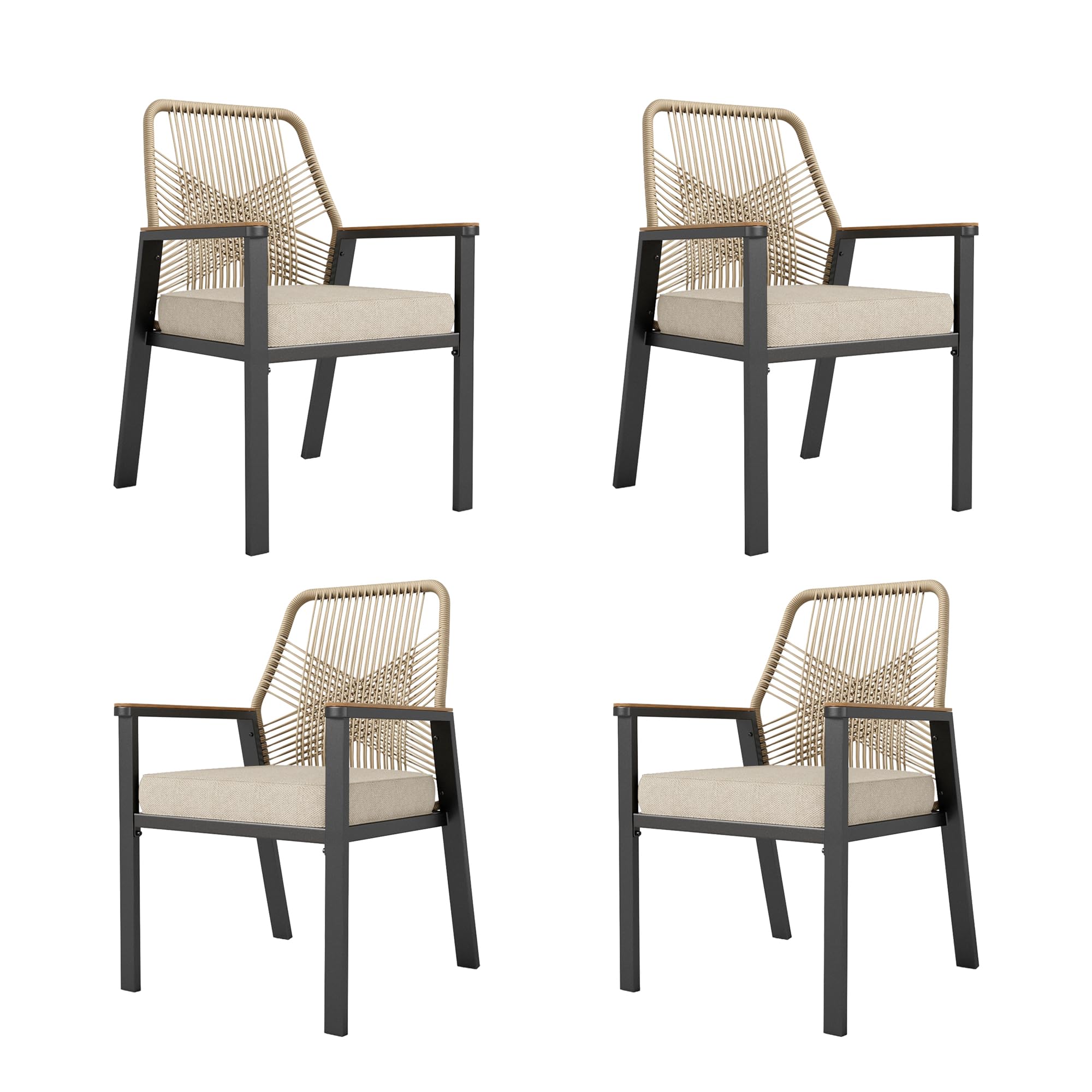 Outdoor Rattan Dining Chairs Set of 4
