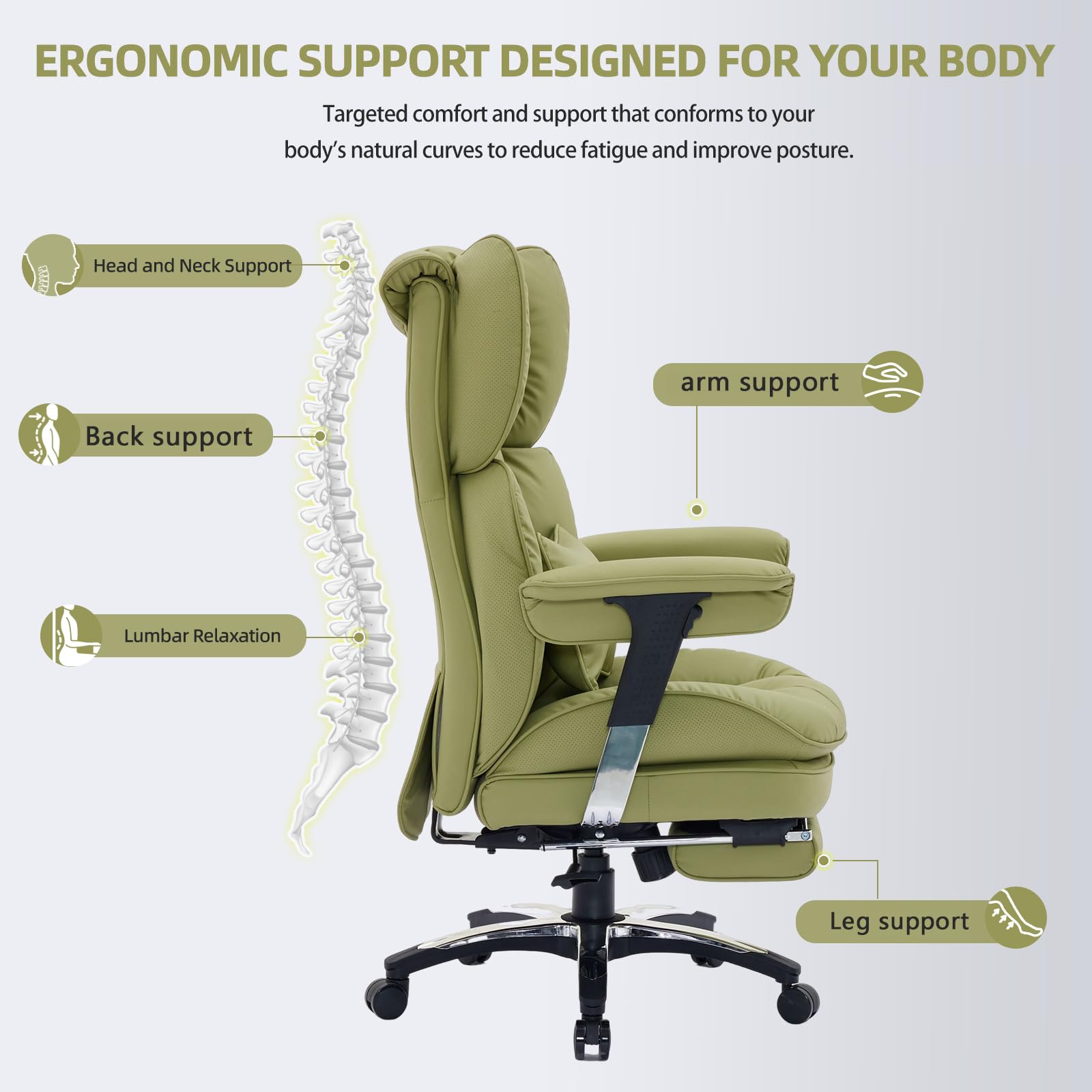 Big and Tall Office Chair with Footrest