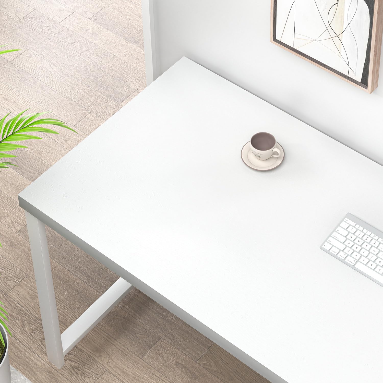 White Computer Desk with Storage Shelf 53 Inch