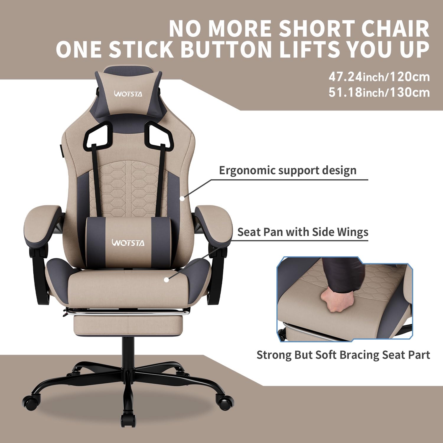 Ergonomic Gaming Chair with Massage and Footrest