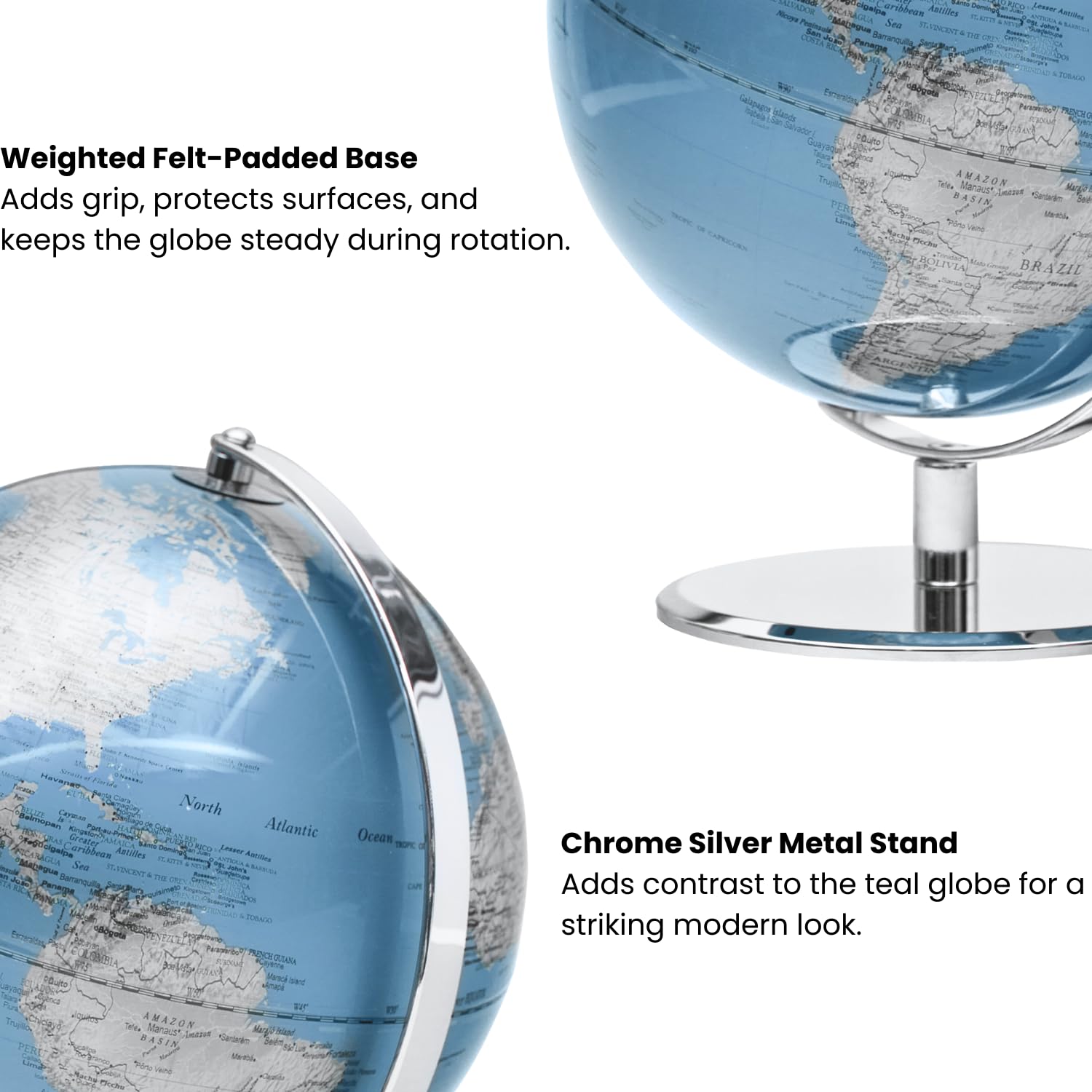 8" Blue Desk Globe on Metal Stand