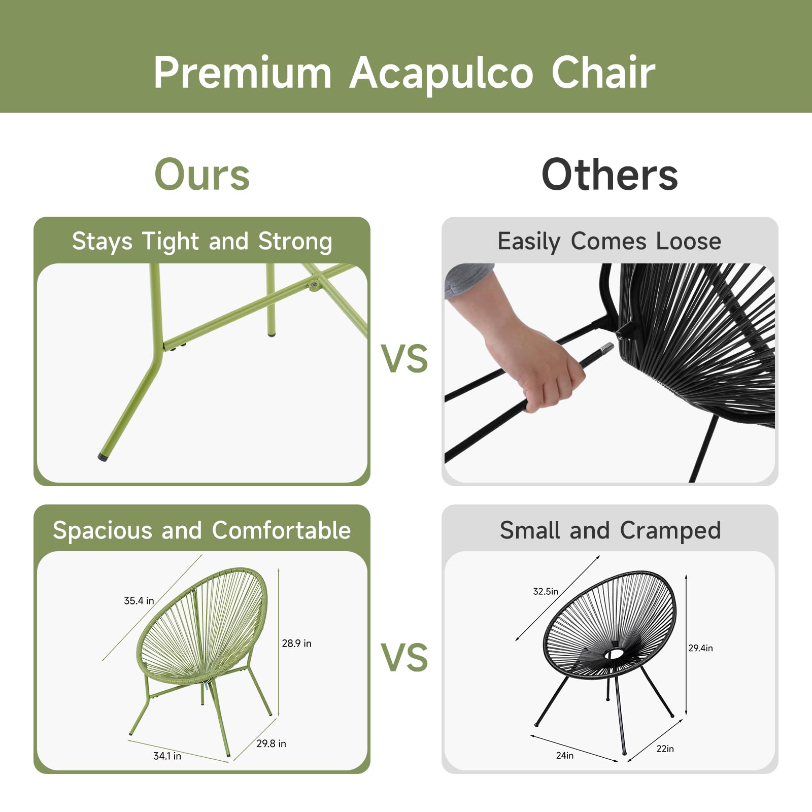 2 Piece Outdoor Acapulco Chair Set Green