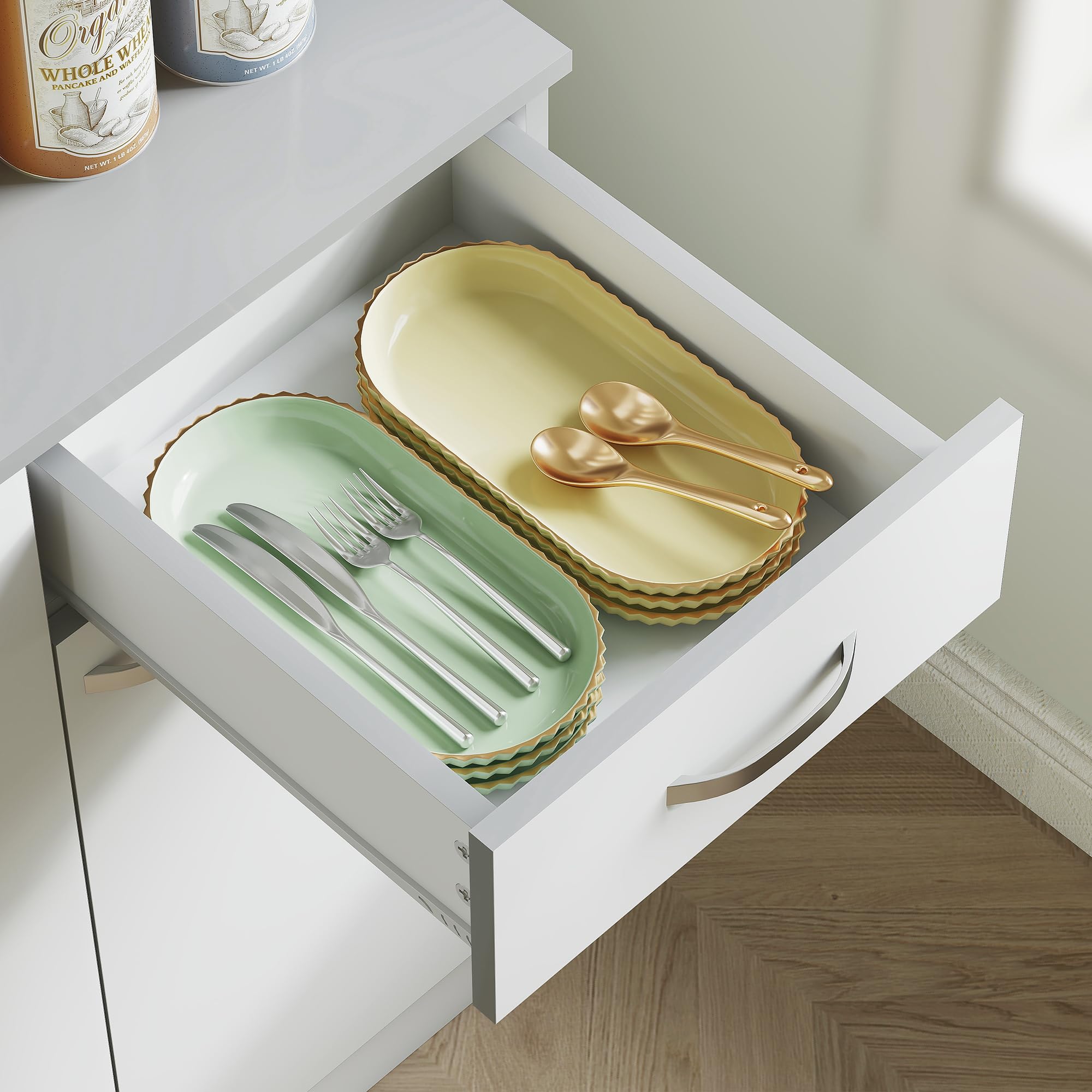 Kitchen Pantry Cabinet with Microwave Stand