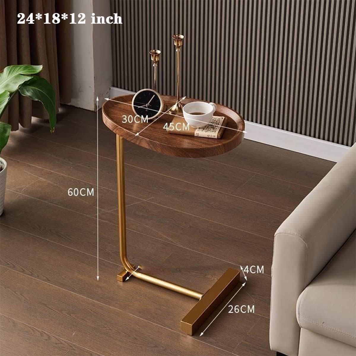 Small C-Shaped Side Table with Round Top