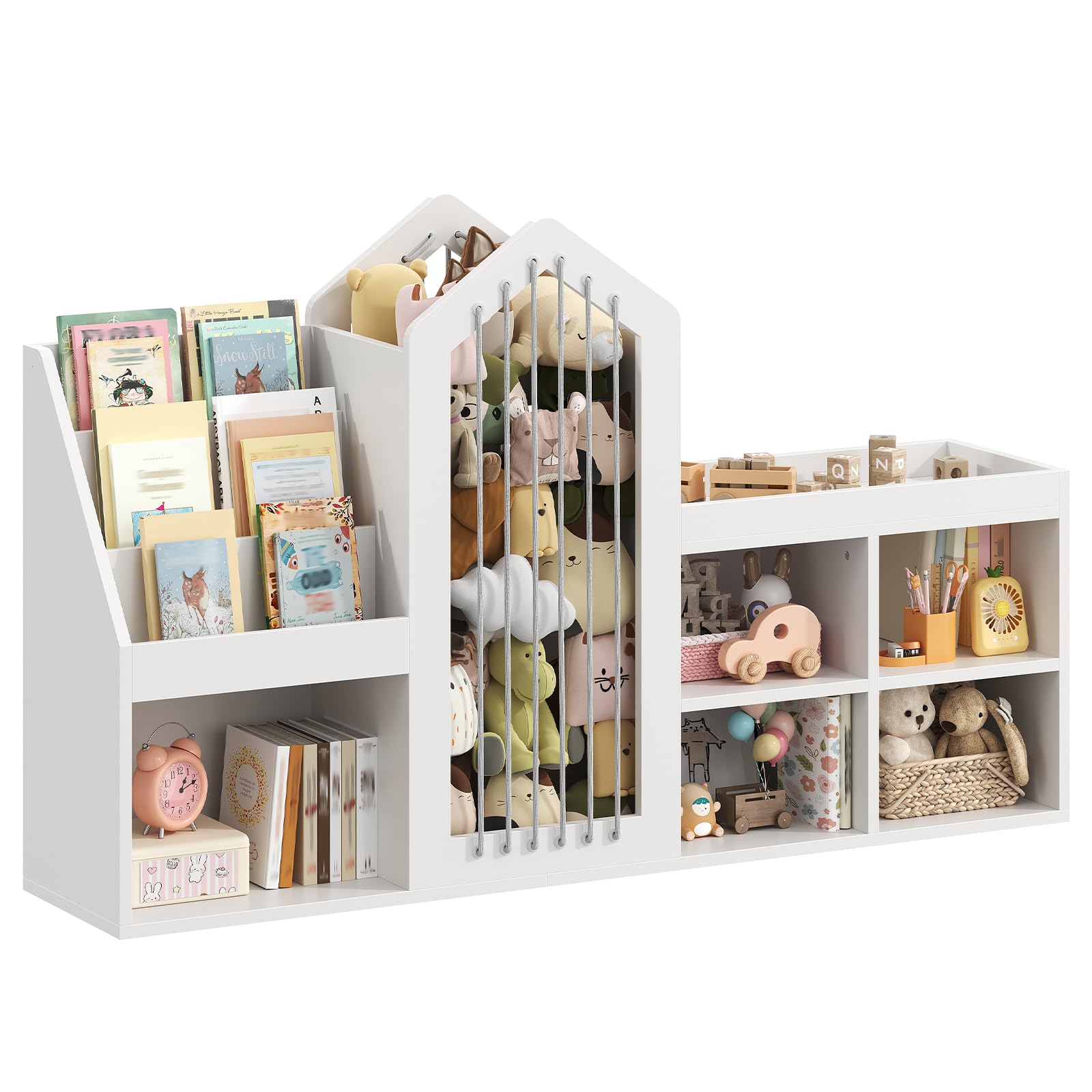 Kids Bookshelf & Toy Storage Organizer with Stuffed Animal Storage