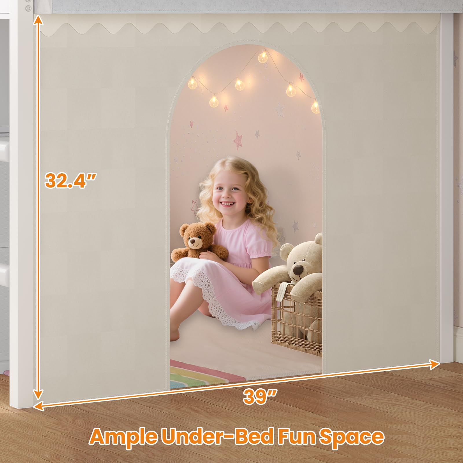 BTHFST Twin Size Loft Bed for Kids, 8 Storage Drawers & LED Lights, House Shaped Metal Bed with Bookcase, Soft Foam Ladder, 13.4" Safety Guardrail, Space Saving, Fun Curtain