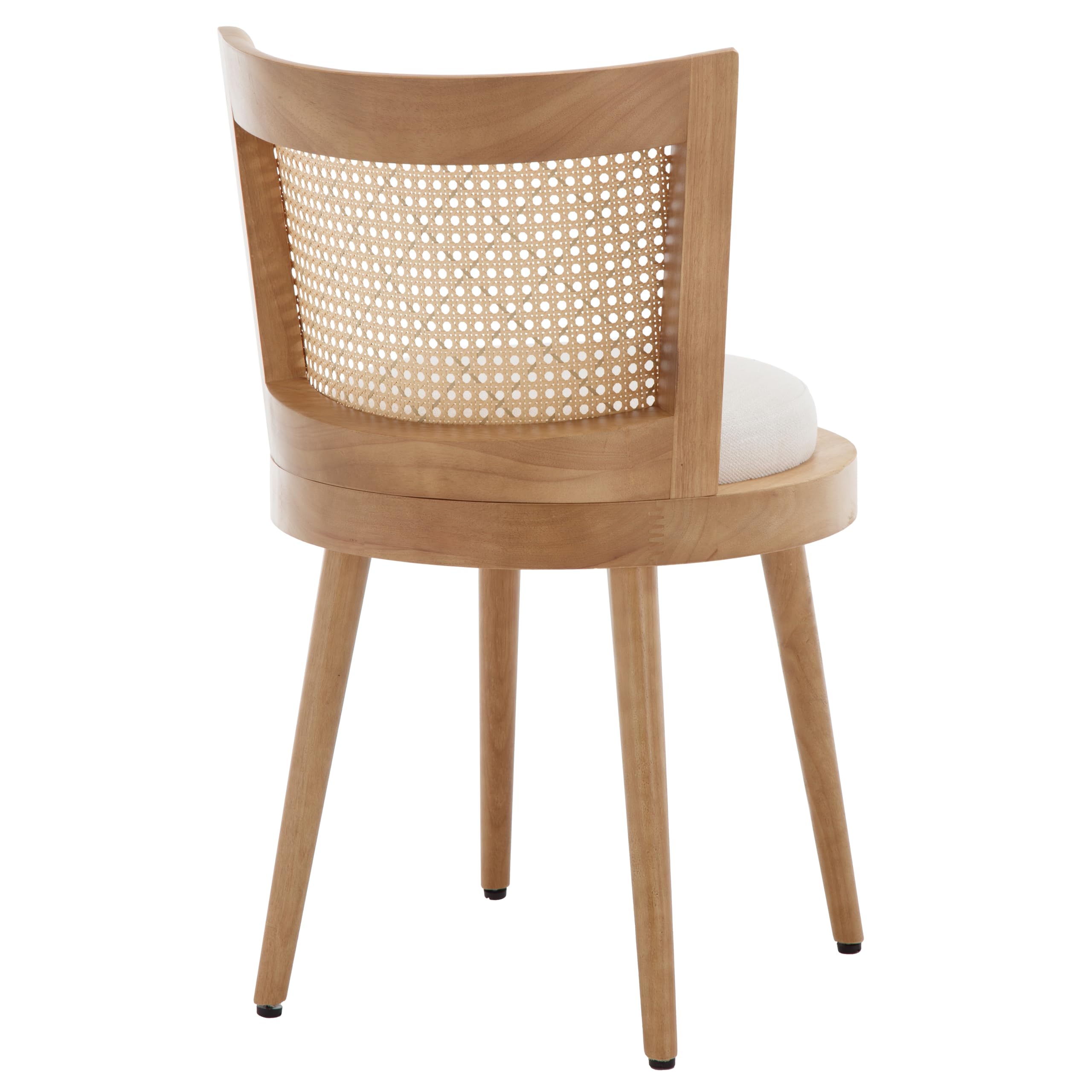 Rattan Dining Chairs Set of 4 with Beige Linen Upholstery