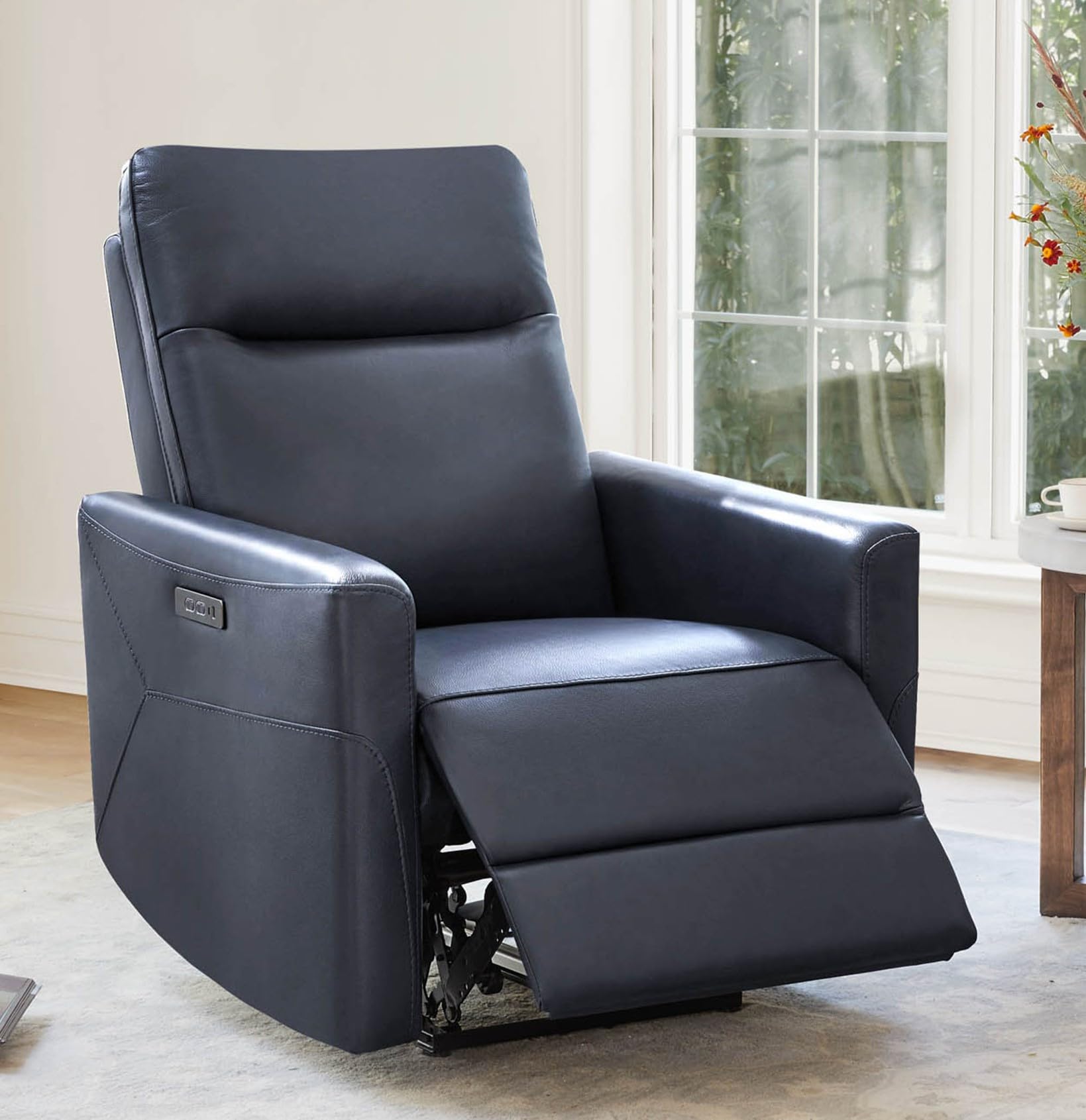 Genuine Leather Power Recliner Chair with Headrest