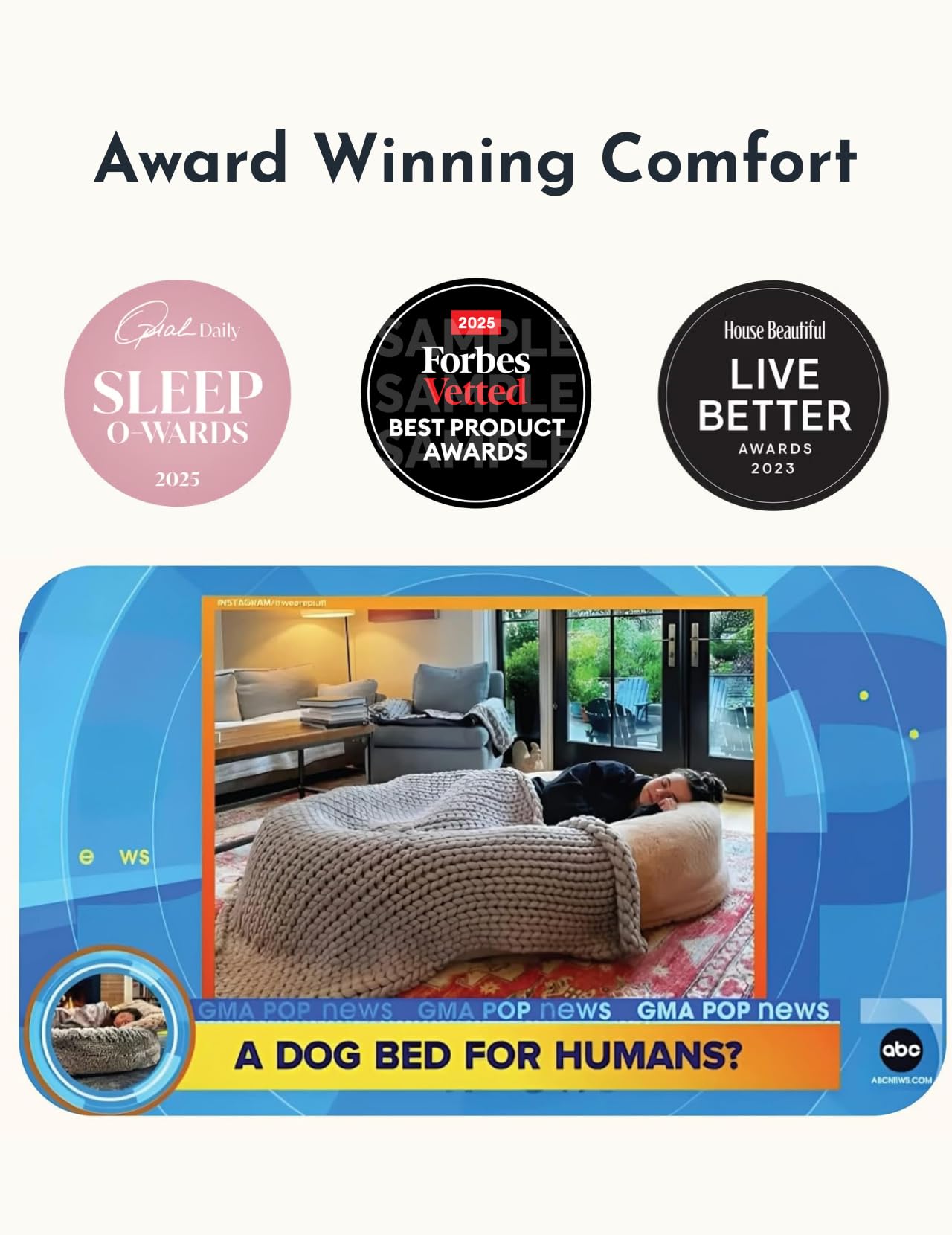 Human Dog Bed - Memory Foam Bean Bag with Plush Bolsters