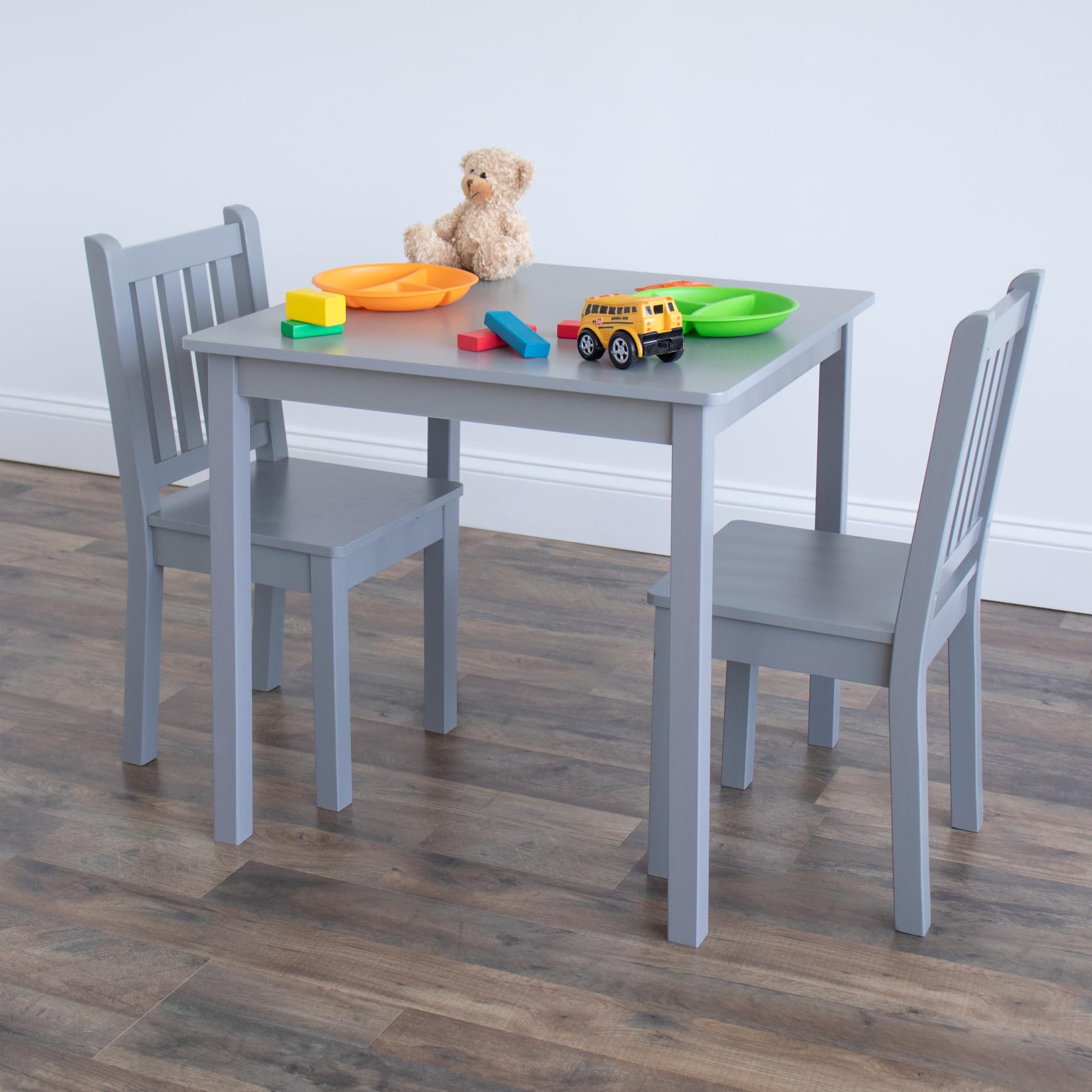 Kids Wooden Table and 2 Chairs Set Grey