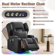 TCGBKAF Swivel Rocker Recliner,Power Recliner Chairs for Adults,240°Swivel Rocking Chair with Massage and Heat,Nursery Glider Recliner with Storage,Cup Holders for Living Room (PU Leather, Black)