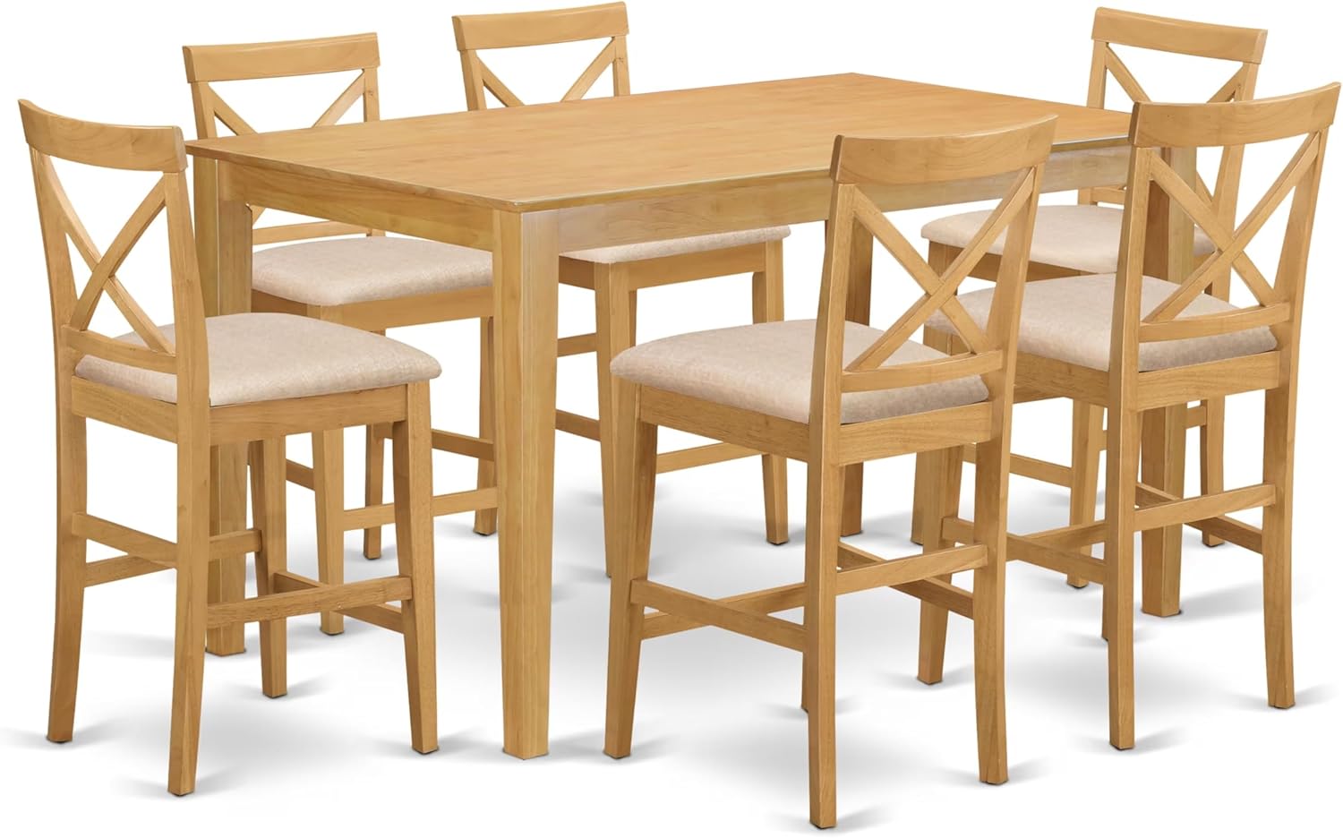 7-Piece Counter Height Dining Set with Linen Fabric Chairs