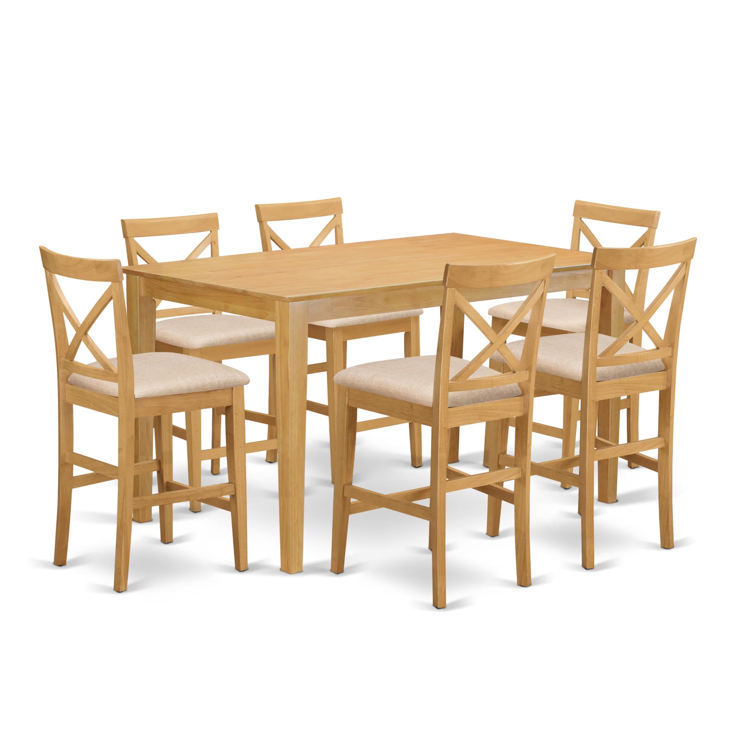 7-Piece Counter Height Dining Set with Linen Fabric Chairs