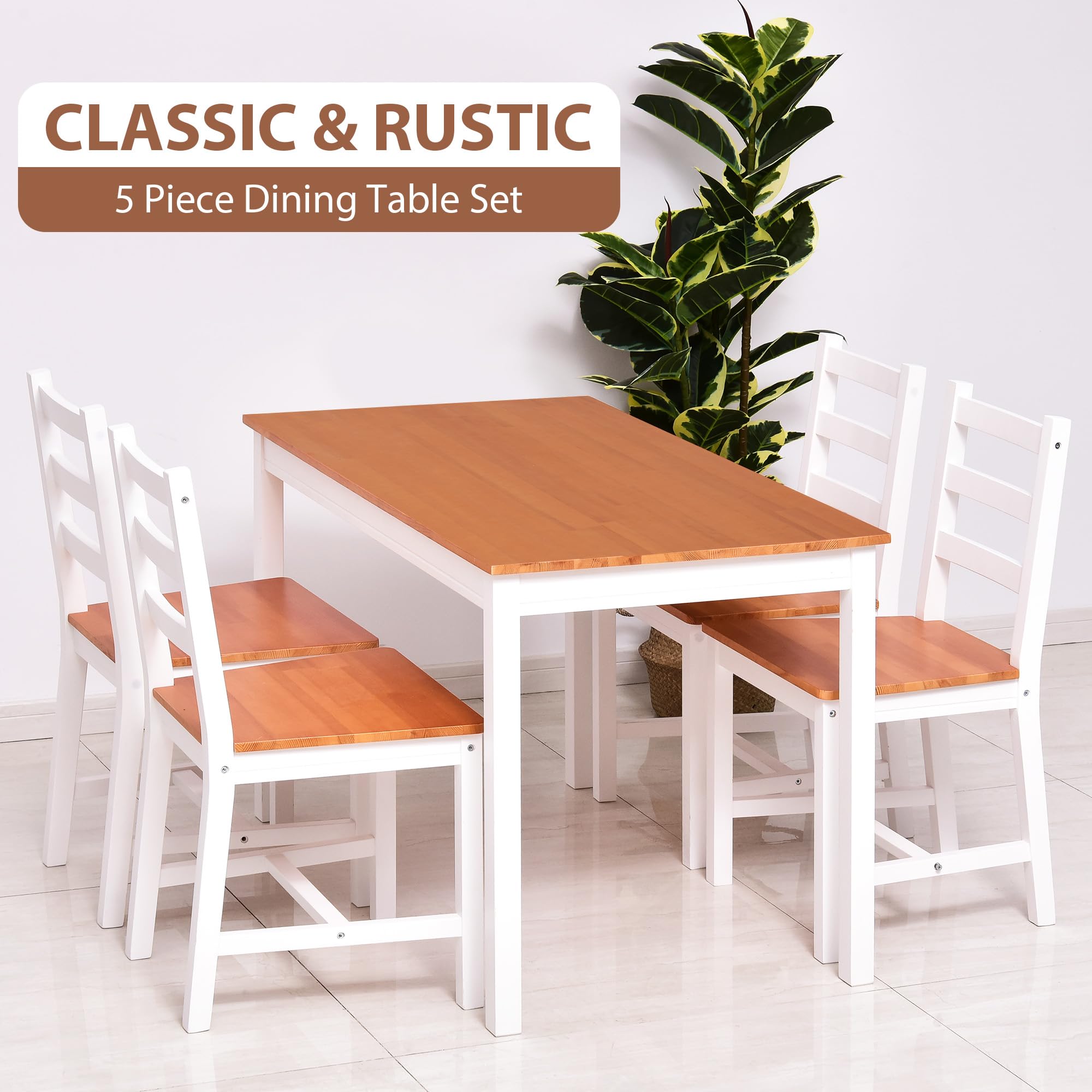 5 Piece Dining Table Set for 4 with Chairs