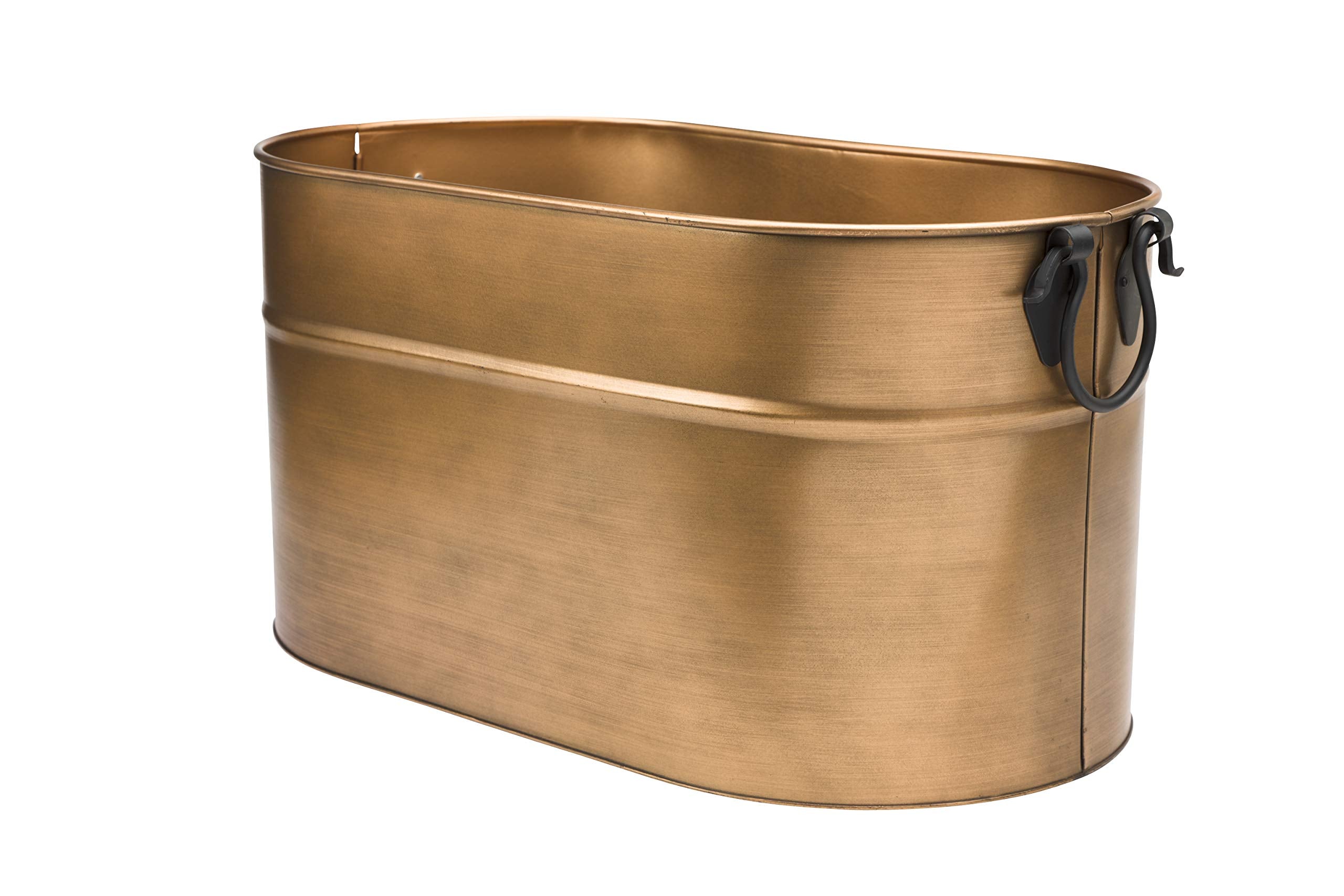 Antique Copper Firewood Bucket with Wrought Iron Handles