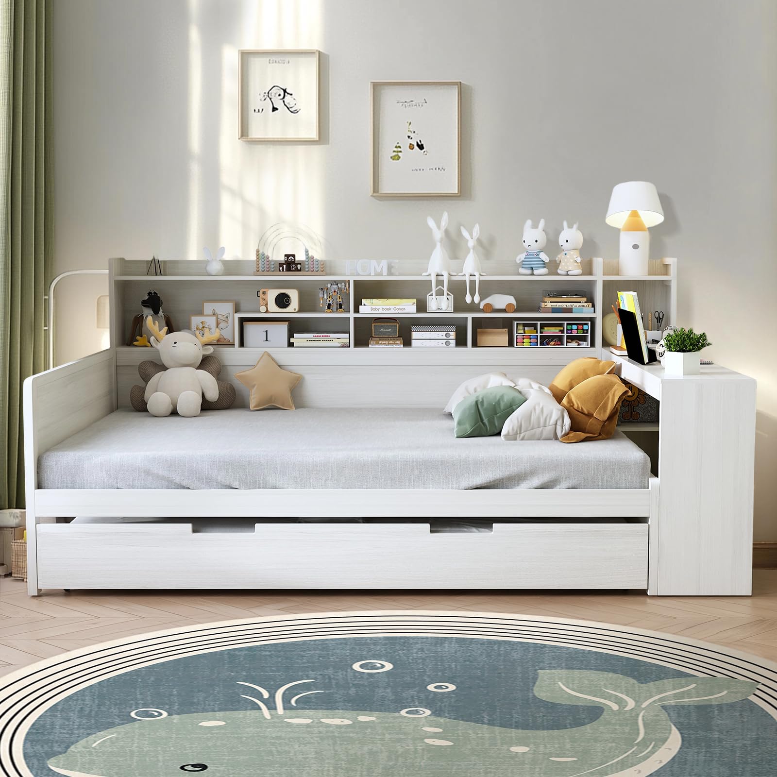 Full Size Corner Daybed with Trundle and Desk