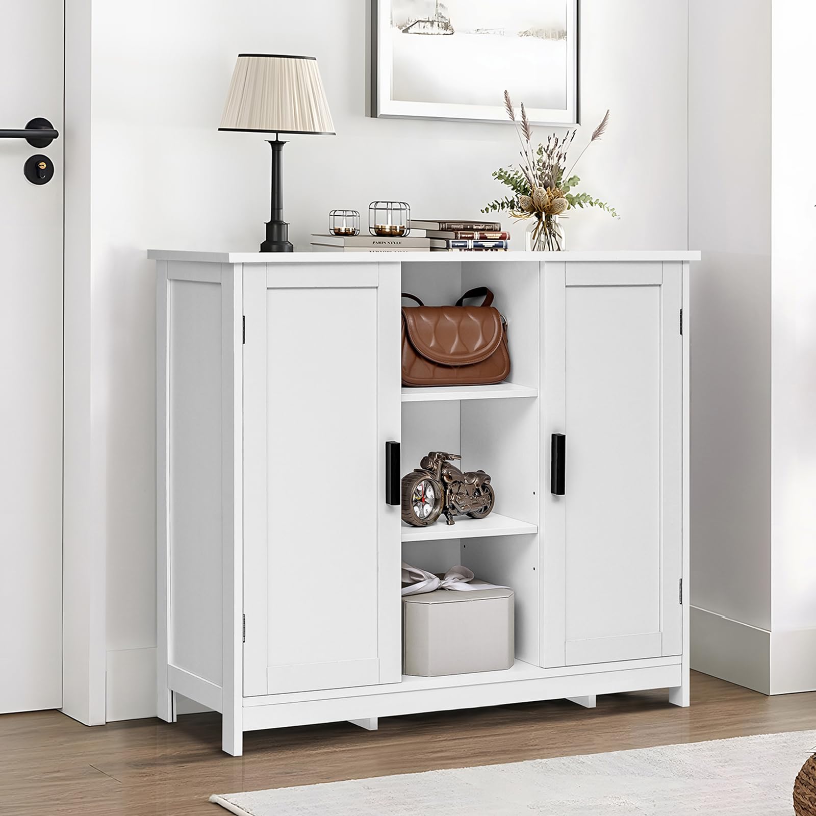 Storage Cabinet with 2 Doors and 4 Shelves