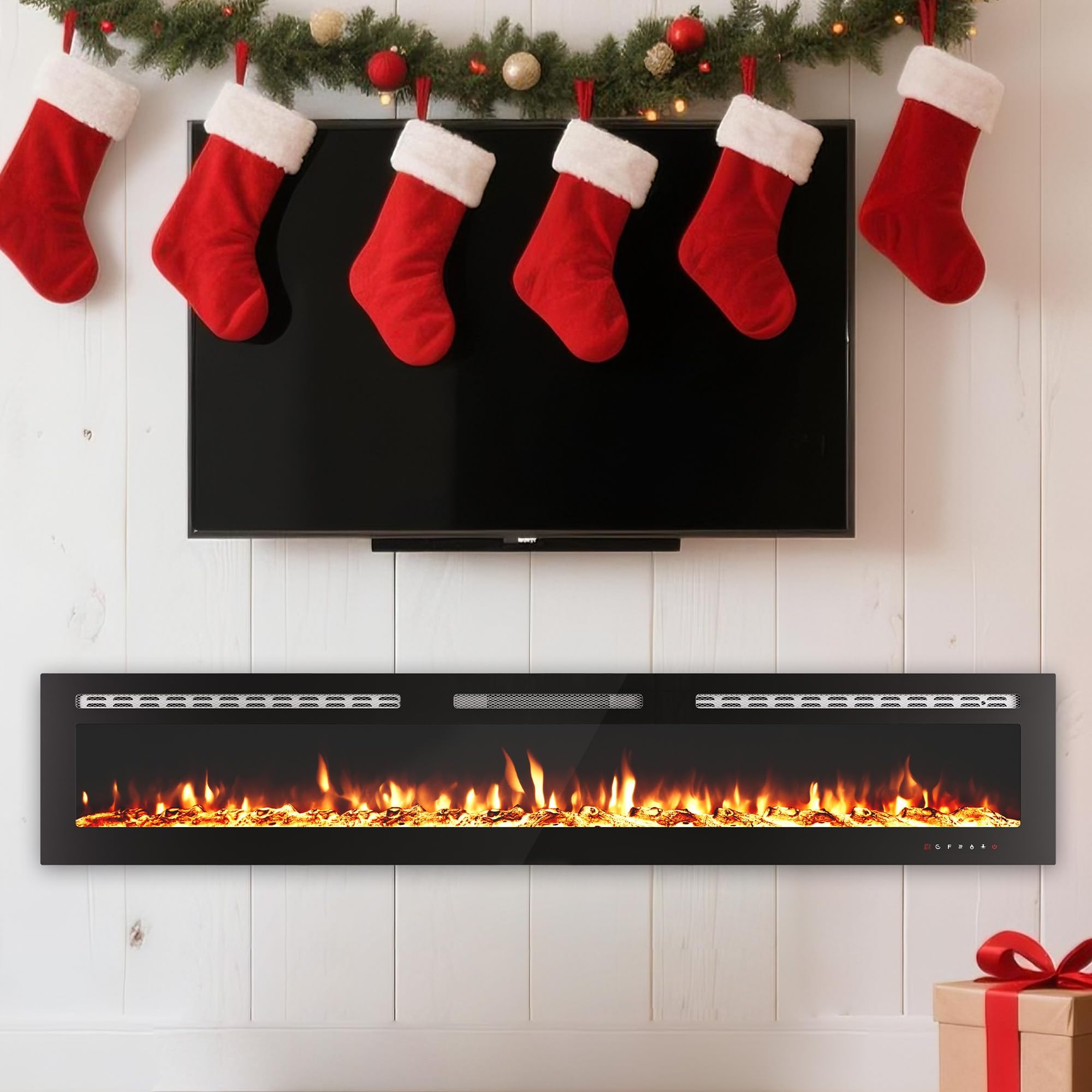 50" Wall Mount Electric Fireplace with Remote