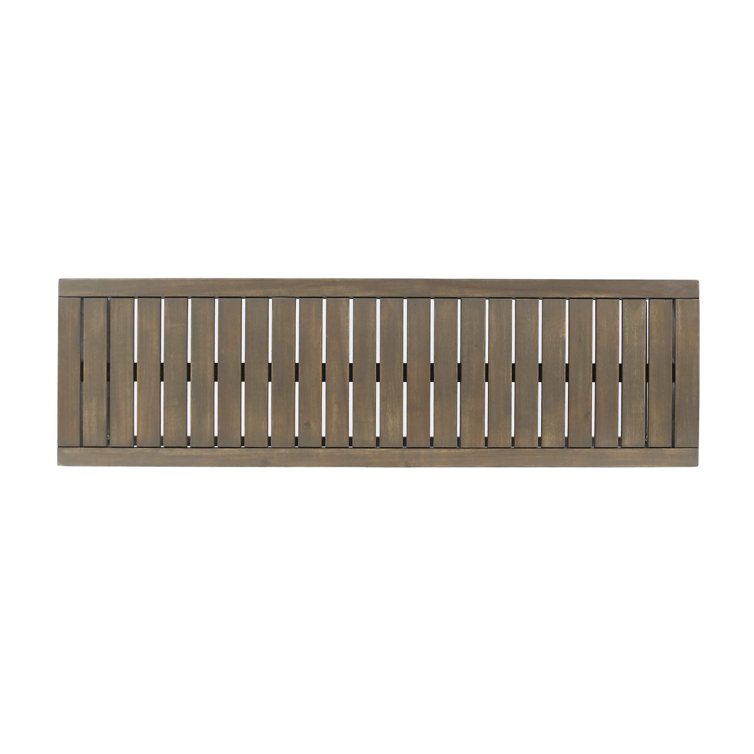 Outdoor Industrial Acacia Wood and Iron Bench