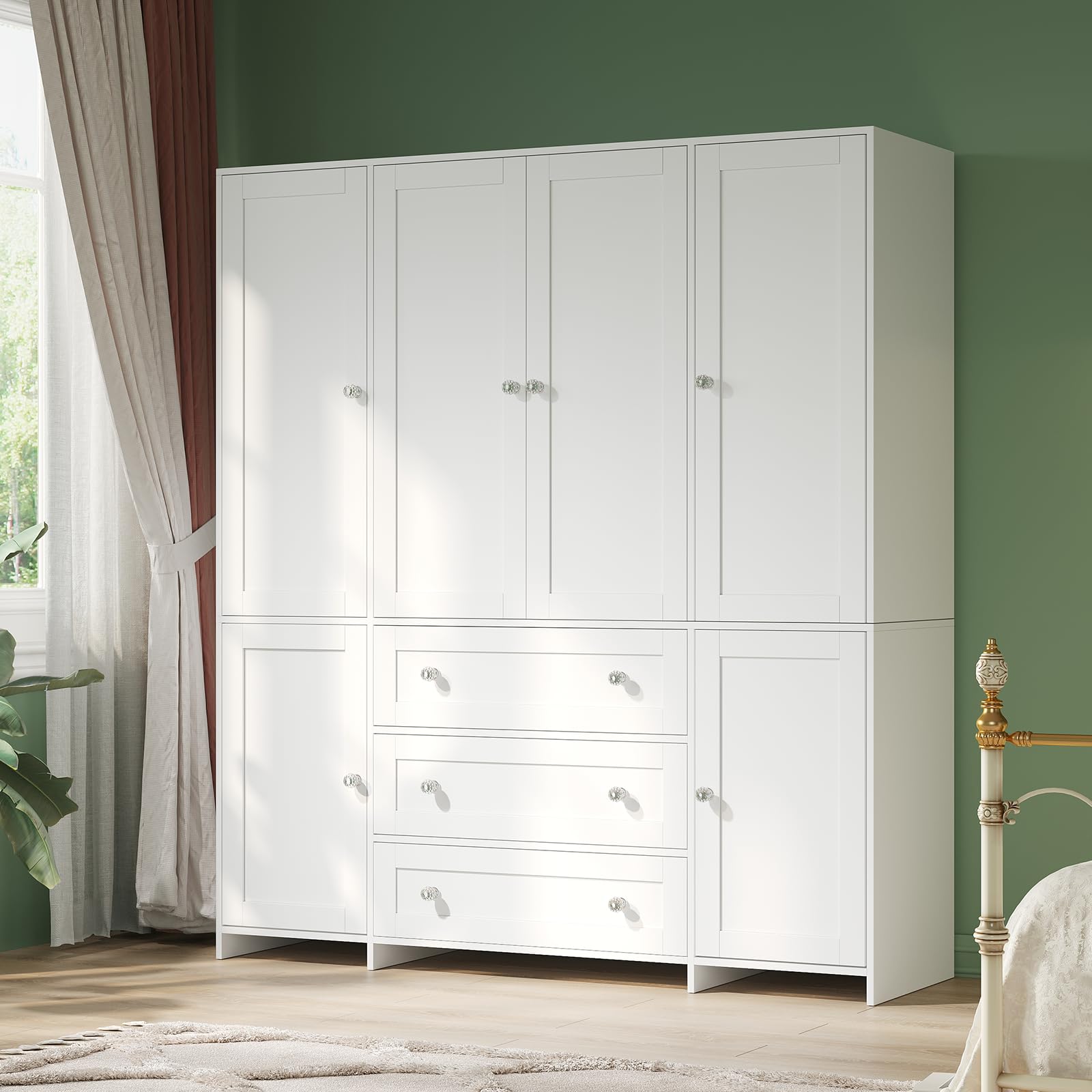 71" Armoire Wardrobe Closet with Drawers and Mirror