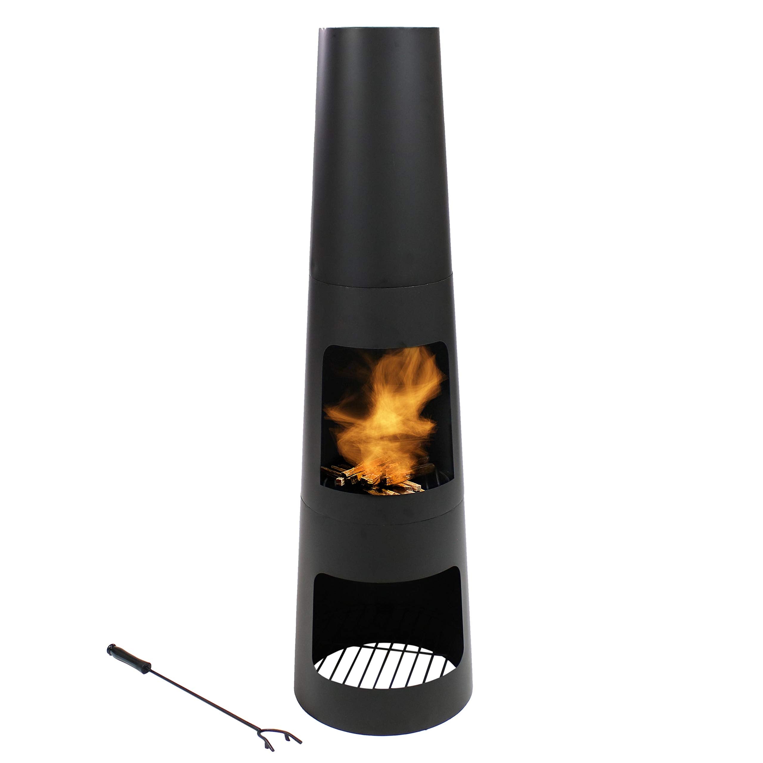 Chiminea Outdoor Fireplace with Poker and Cover
