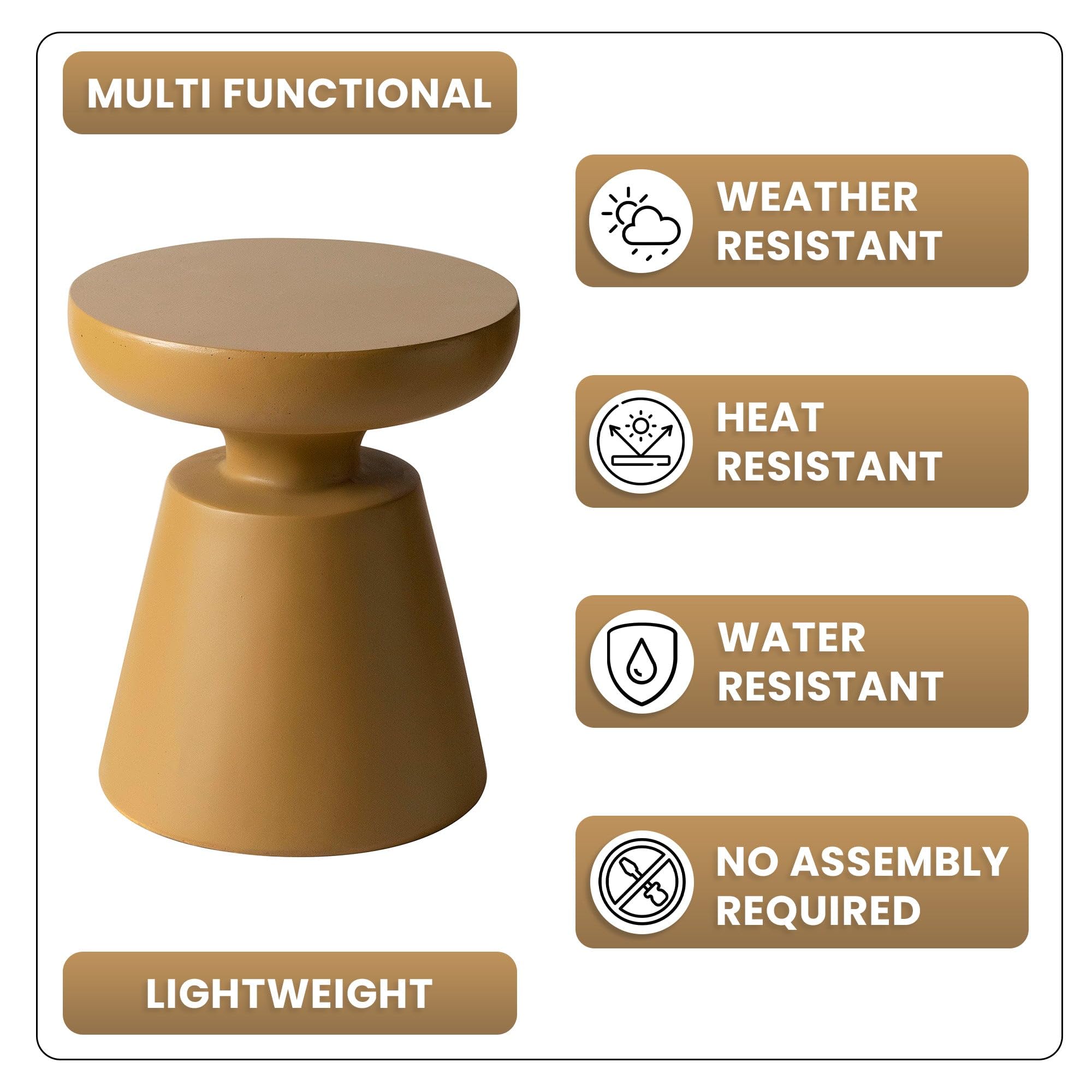 Round Fiberstone Side Table with Pedestal Base