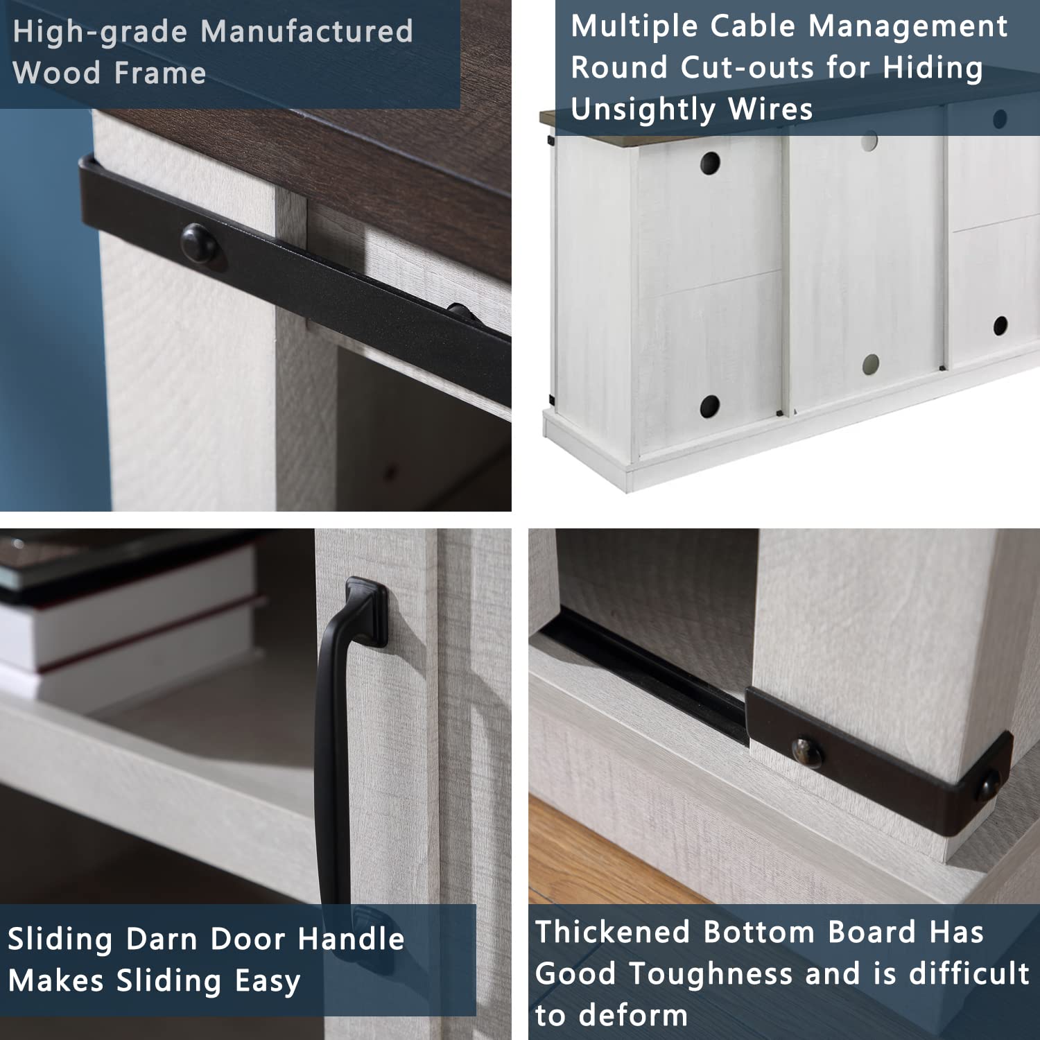 Modern Farmhouse TV Stand for 65 Inch TV with Sliding Barn Door