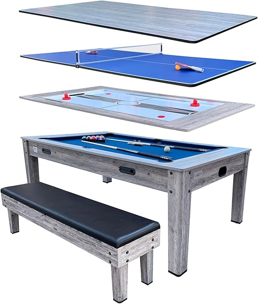 7.5-Foot 4-in-1 Multi-Game Swivel Table - Pool, Air Hockey, Table Tennis