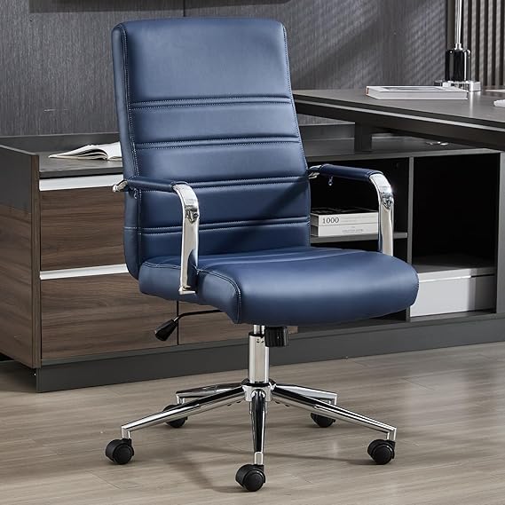 Executive Leather Office Chair with Wheels