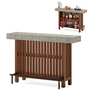 63-Inch Home Bar Table with 2-Tier Storage