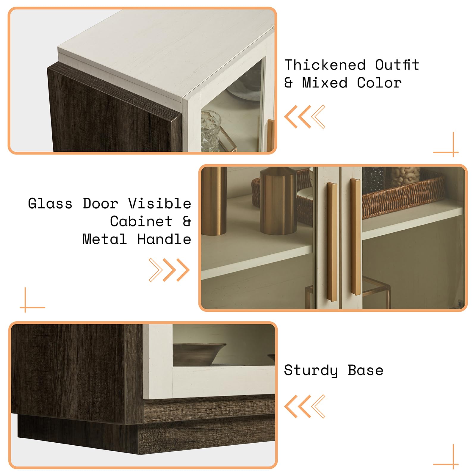 LED Sideboard Buffet Cabinet with Glass Doors