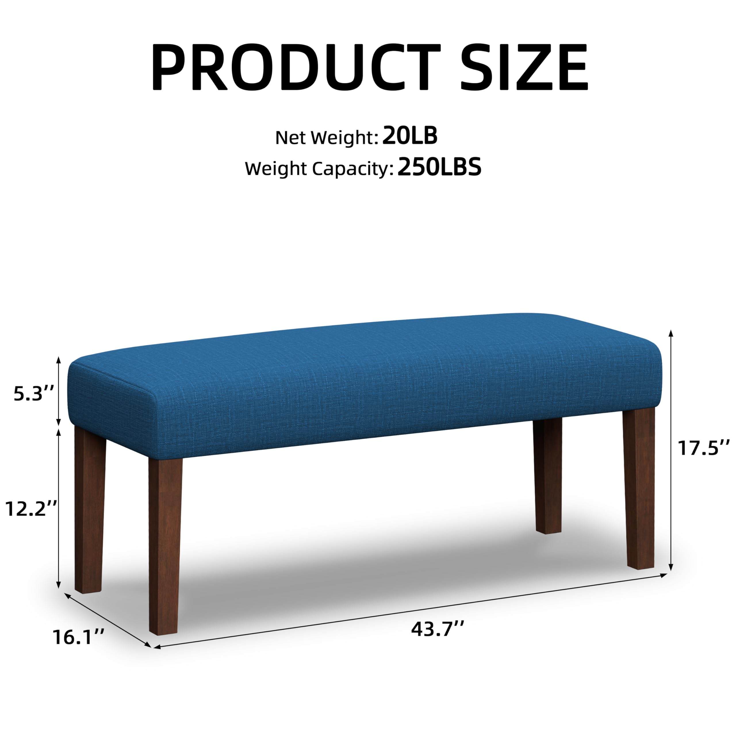 Upholstered Bench with Wood Legs