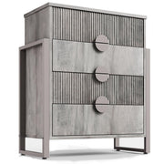 Fluted Dresser with 4 Drawers - Modern Chest with Steel Frame