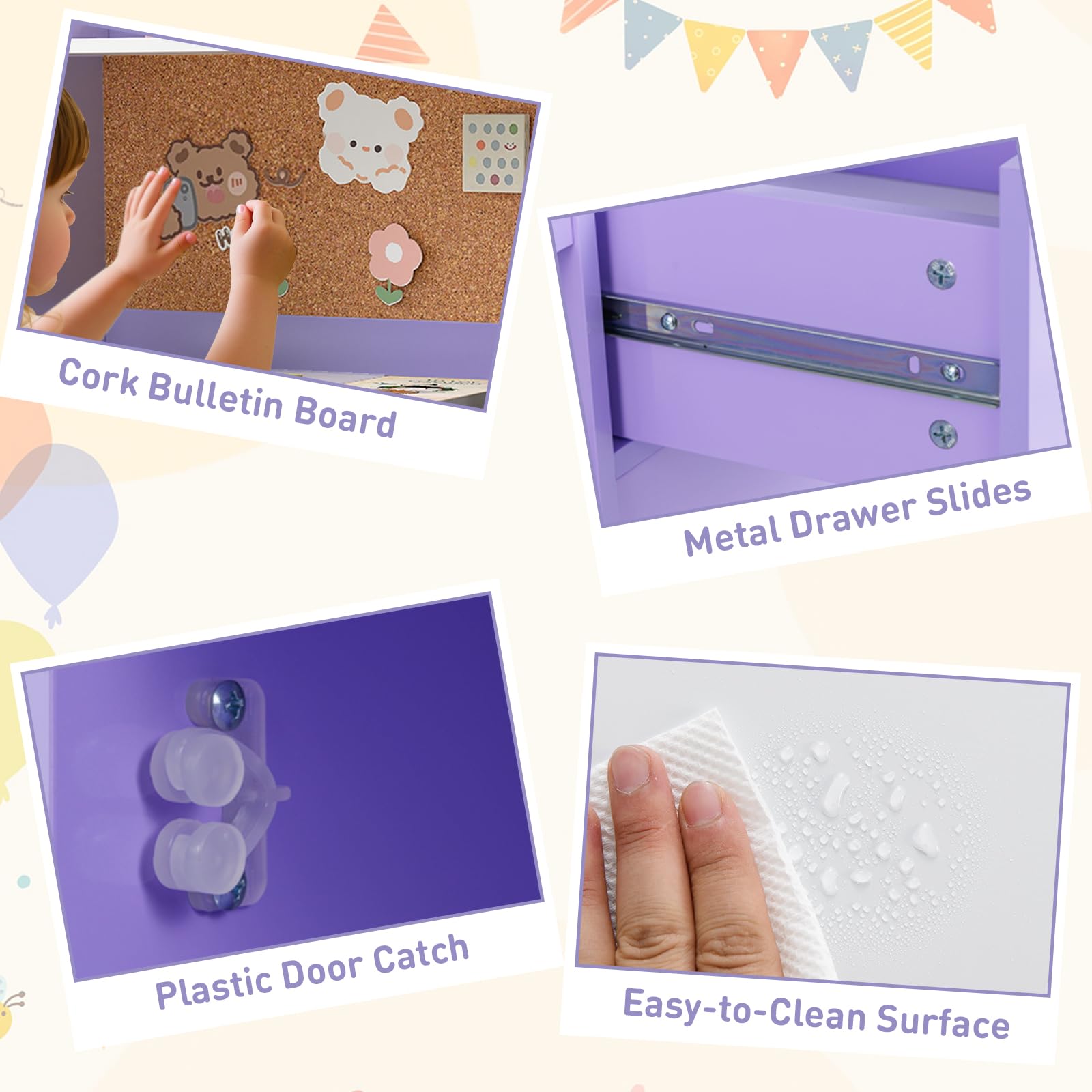 Kids Desk and Chair Set with Storage Shelves